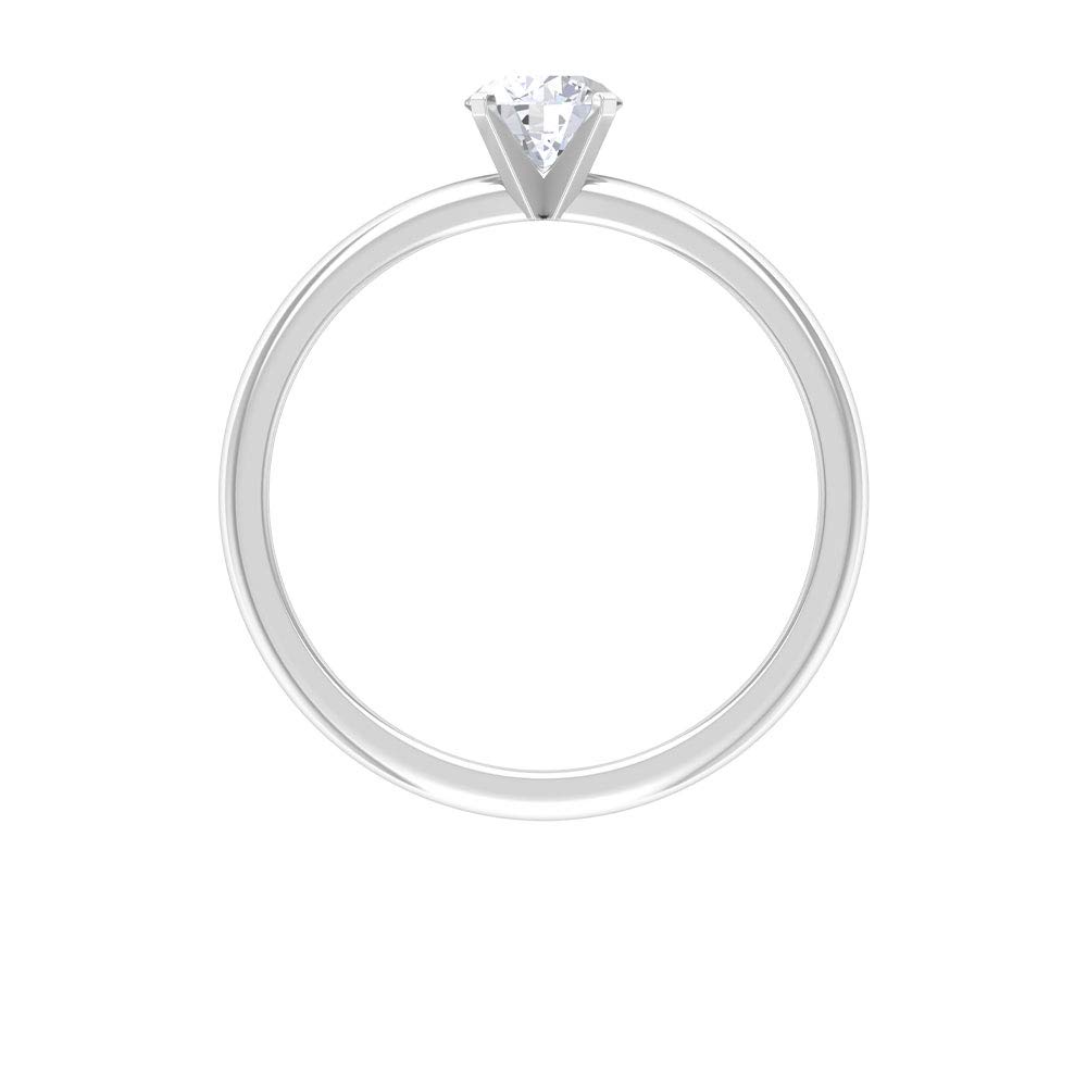 1/2 CT Minimalist Moissanite Solitaire Ring for Women - 5mm Certified Lab-Created Diamond Alternative in 14K Solid Gold - Elegant Everyday Jewelry & Perfect Engagement Ring Gift