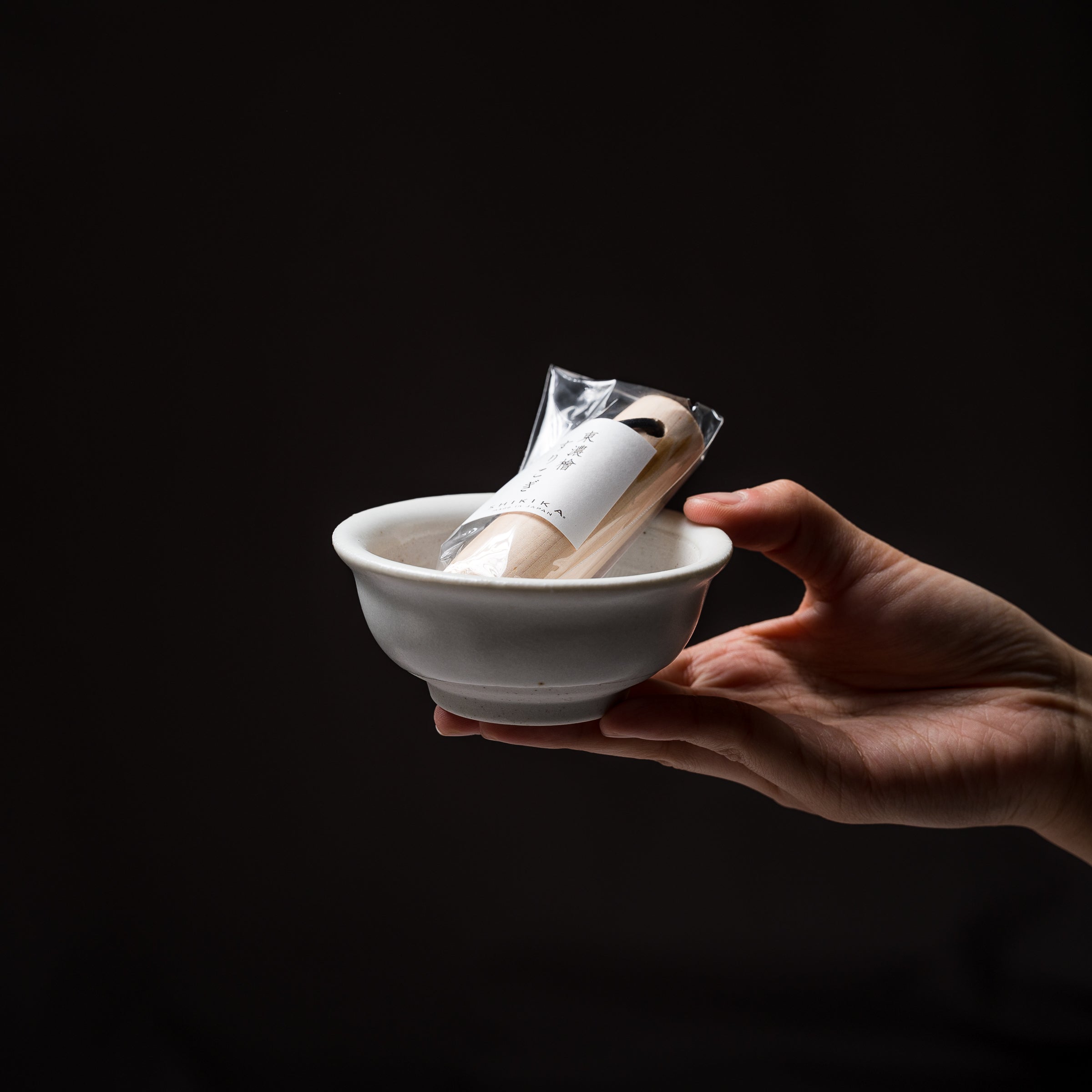 Premium Mini Japanese Seasoning Set - Authentic Suribachi & Surikogi Mortar & Pestle - White Ceramic - Perfect for Grinding Spices, Herbs & Matcha Tea at Home