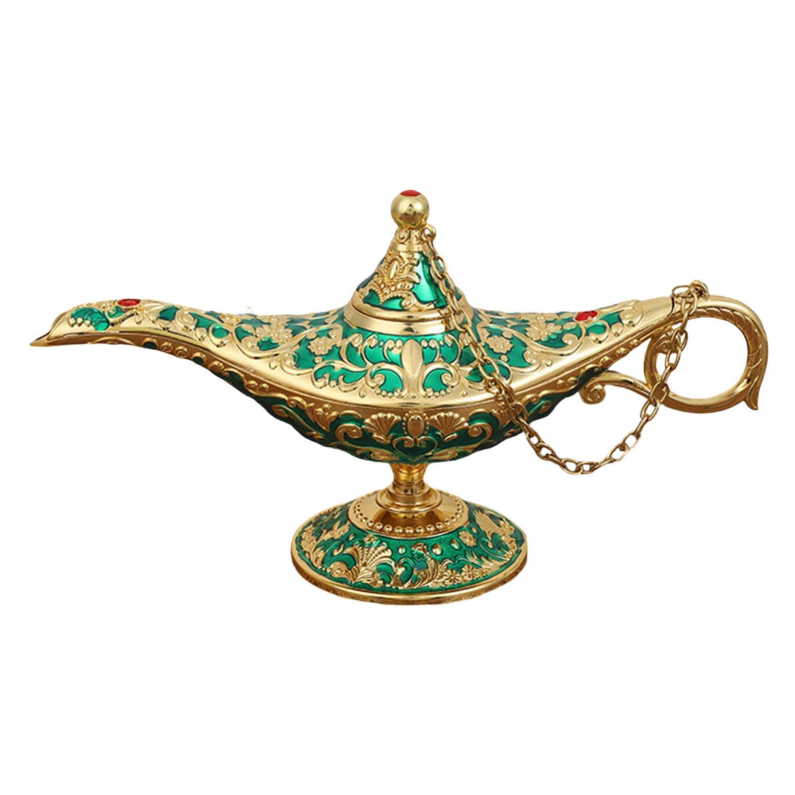 Vintage Arabian Style Fairy Tale Tea Lamp - Green Handmade Collectible for Halloween Decor, Home Lighting, and Costume Party Props