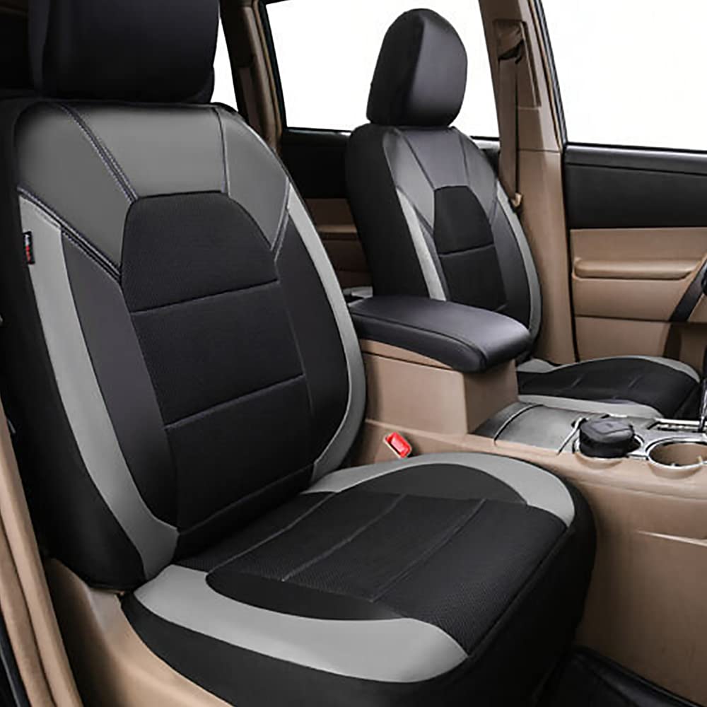 Premium PU Leather & Cloth Car Seat Covers for Mazda 6 (2006-2018) & Mazda6 Kombi - 5-Seat Set, Comfortable & Durable Front Seat Protectors in Gray - Perfect for Daily Commuting, Road Trips & Family Travel