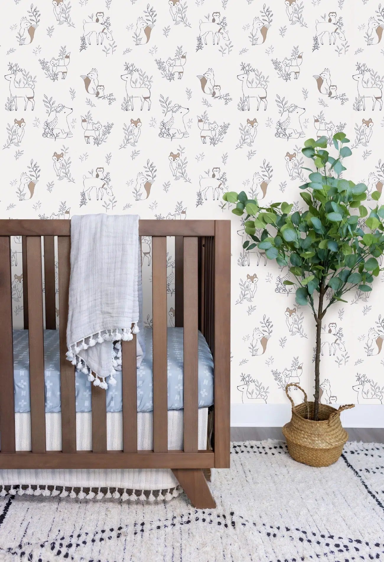 Ezra Woodland Nursery Wallpaper - Watercolor Forest Theme Baby Room Decor for Boys & Girls - Perfect for Nursery, Kids' Bedroom & Playroom Decoration