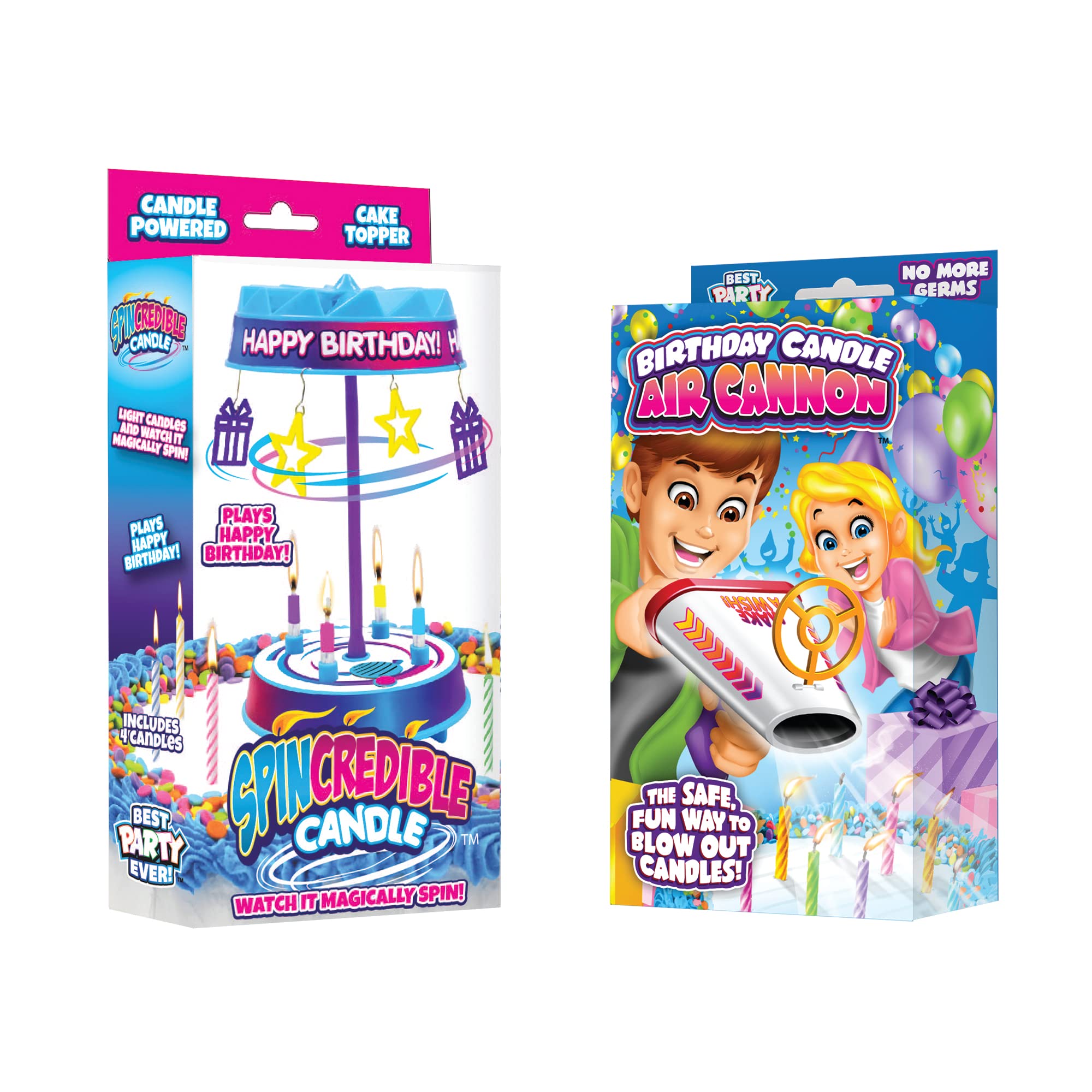 Spincredible Candle - Singing Spinning Cake Topper with Birthday Candle Air Cannon | Safe & Fun Way to Blow Out Candles | Perfect for Birthday Parties, Celebrations & Surprise Moments