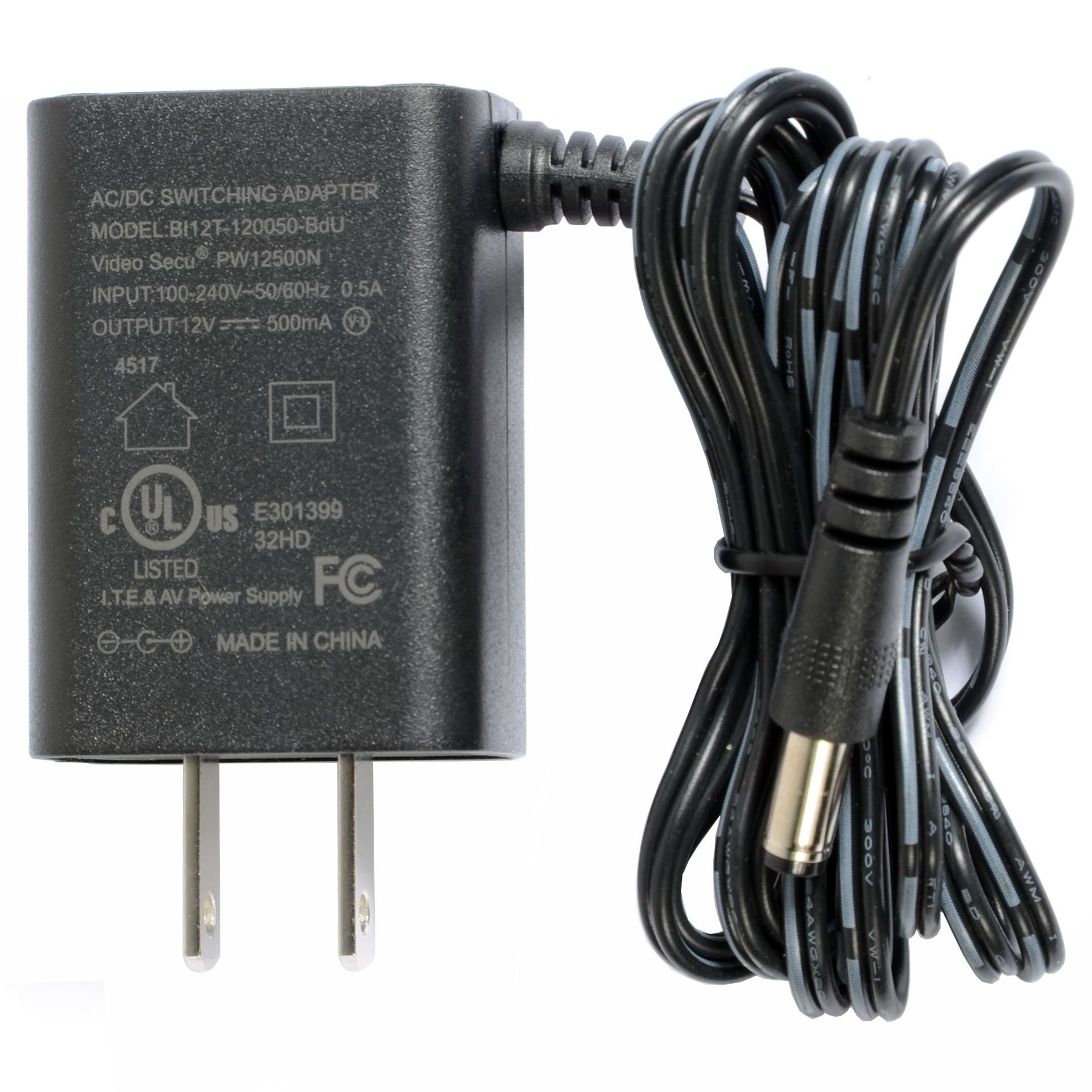 VideoSecu 8 Pack 12V DC 500mA Regulated Power Adapters - AC to DC Converter for Security Cameras, CCTV, DVR Surveillance Systems - Ideal for Home & Business Security Monitoring