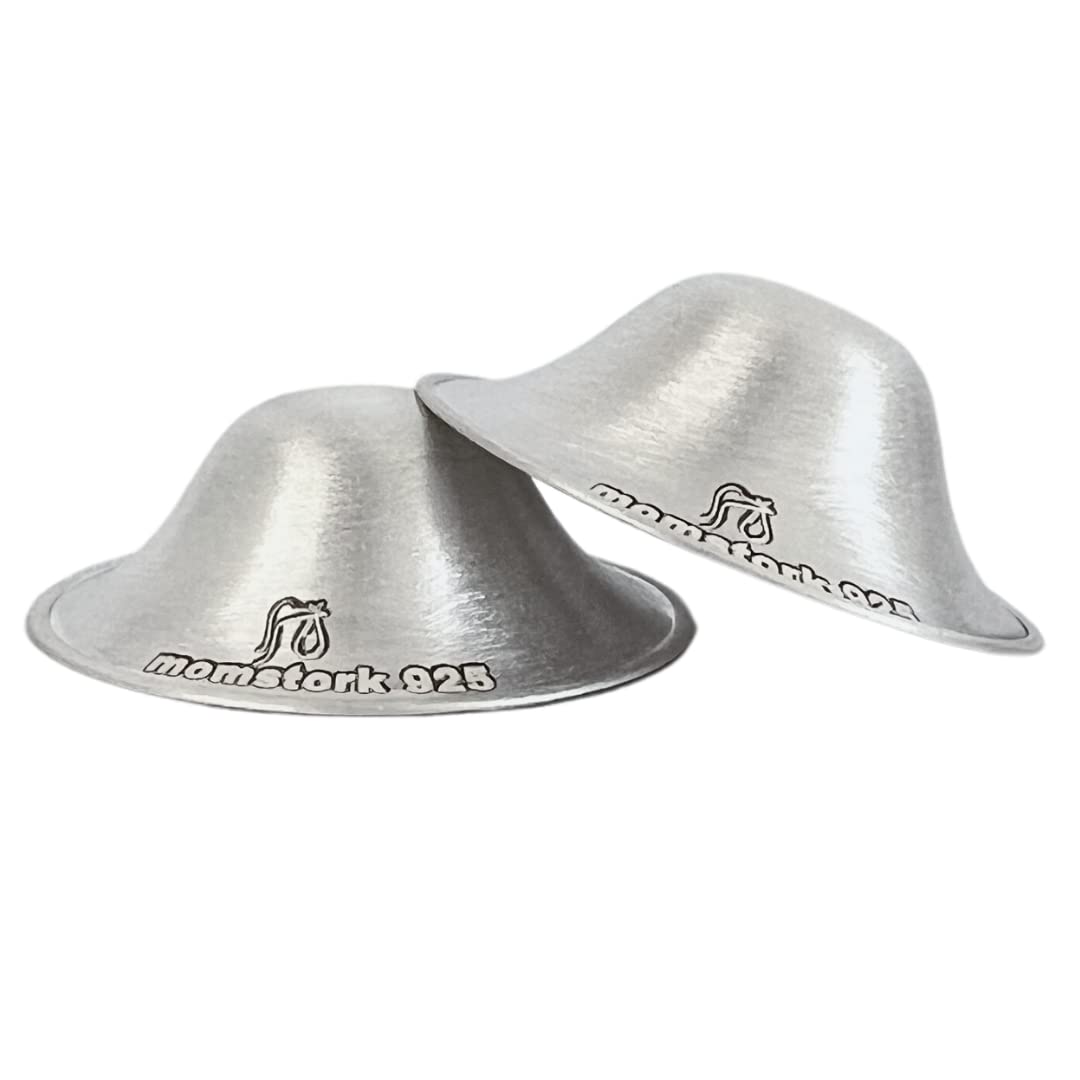 Original 925 Silver Nursing Cups - Nipple Shields for Sore & Cracked Nipples, Breastfeeding Relief & Protection for Newborns - Includes Suede Storage Case - Perfect for Comfortable Nursing at Home or On-the-Go