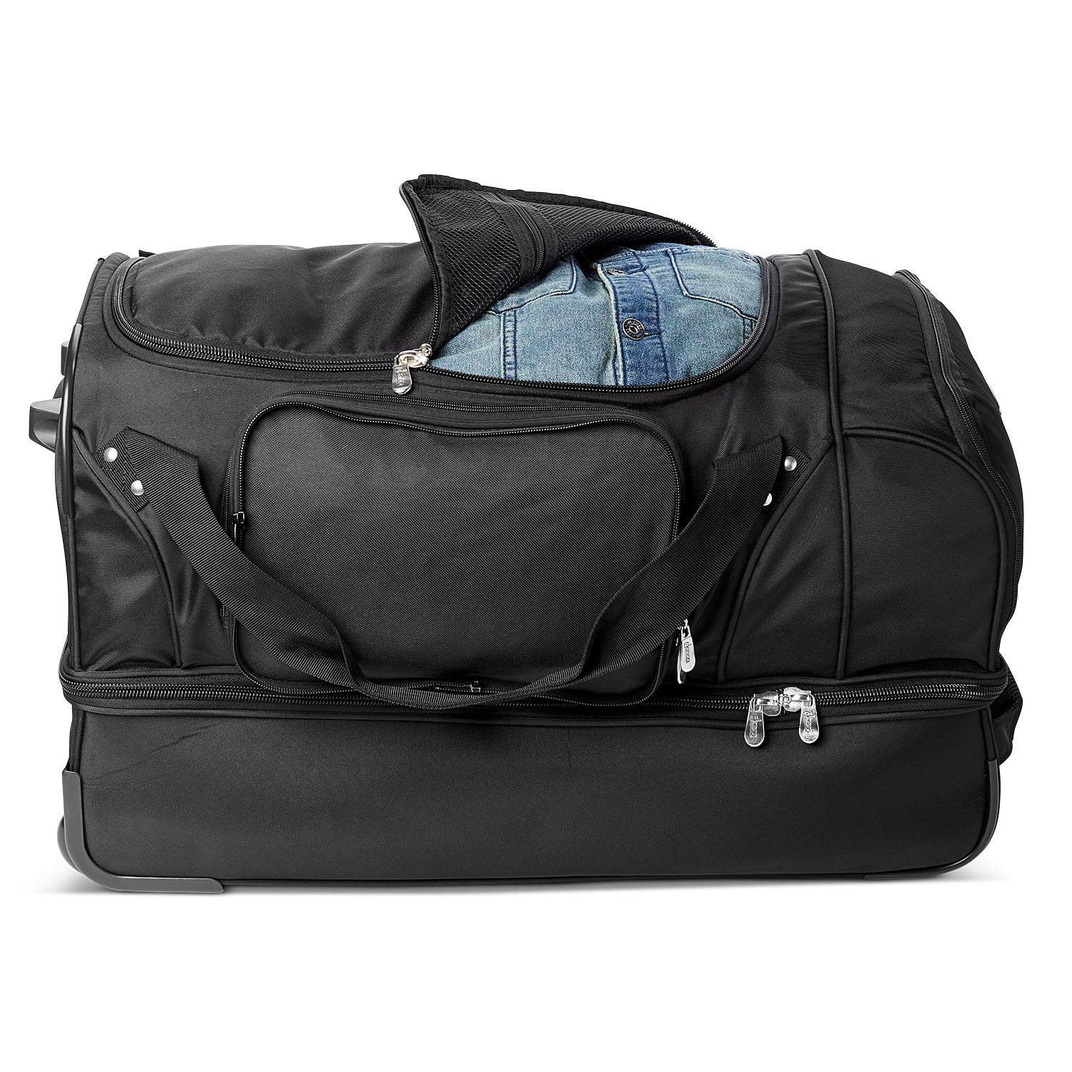 NBA Rolling Duffel Bag with Drop Bottom - Large Sports Travel Luggage for Basketball, Gym, and Weekend Trips
