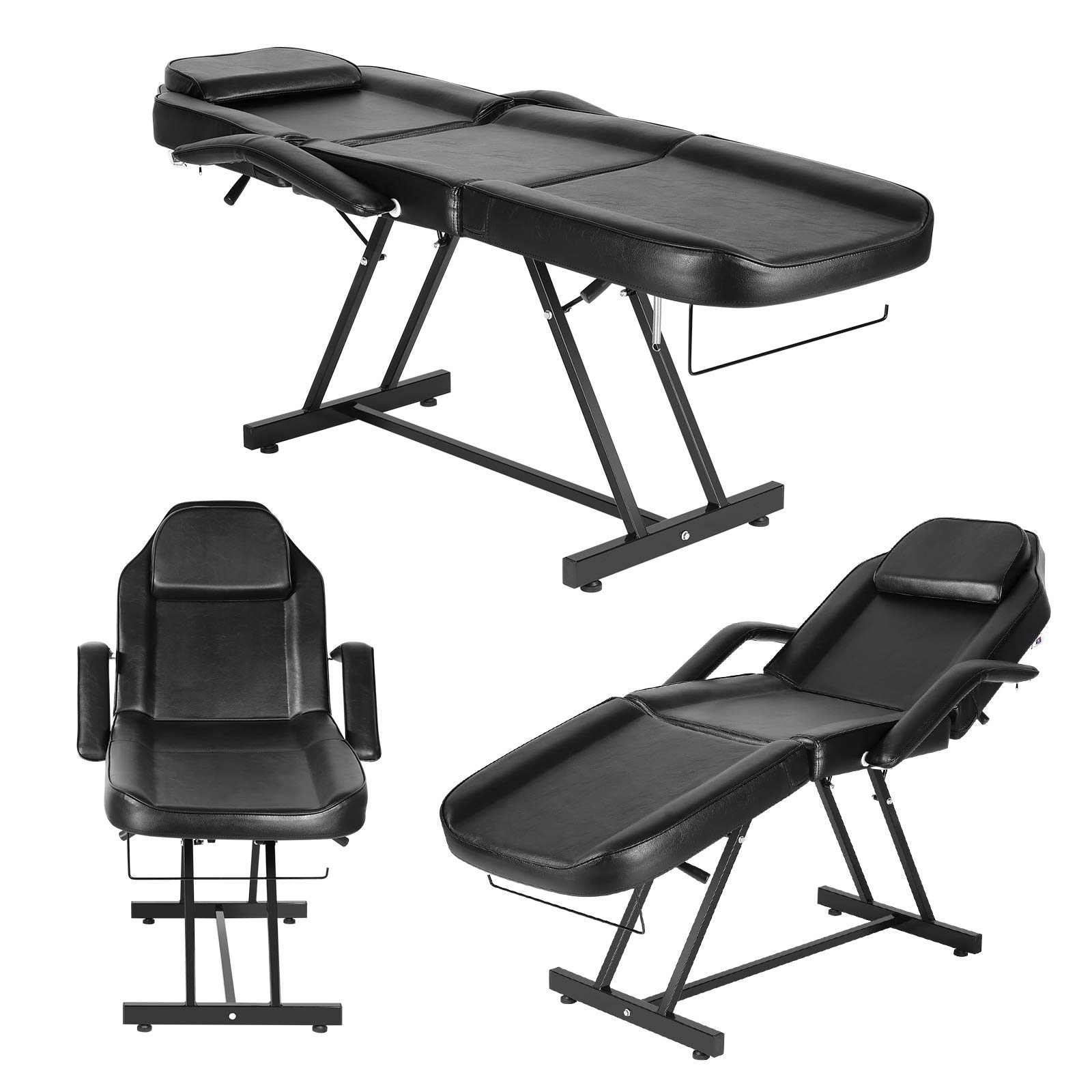 Professional Adjustable Facial Massage Bed & Tattoo Chair with Stool - Salon Spa Equipment for Barber, Massage Therapy & Tattoo Parlors - Perfect for Relaxation & Body Art Sessions