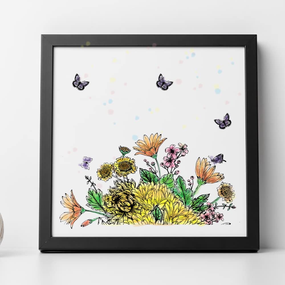 Sunflower Clear Rubber Stamps for Card Making & Scrapbooking - DIY Spring Flower Background Stamps for Bullet Journal, Handmade Crafts & Notebook Decoration - Perfect for Wedding Invitations, Greeting Cards, and Art Journaling
