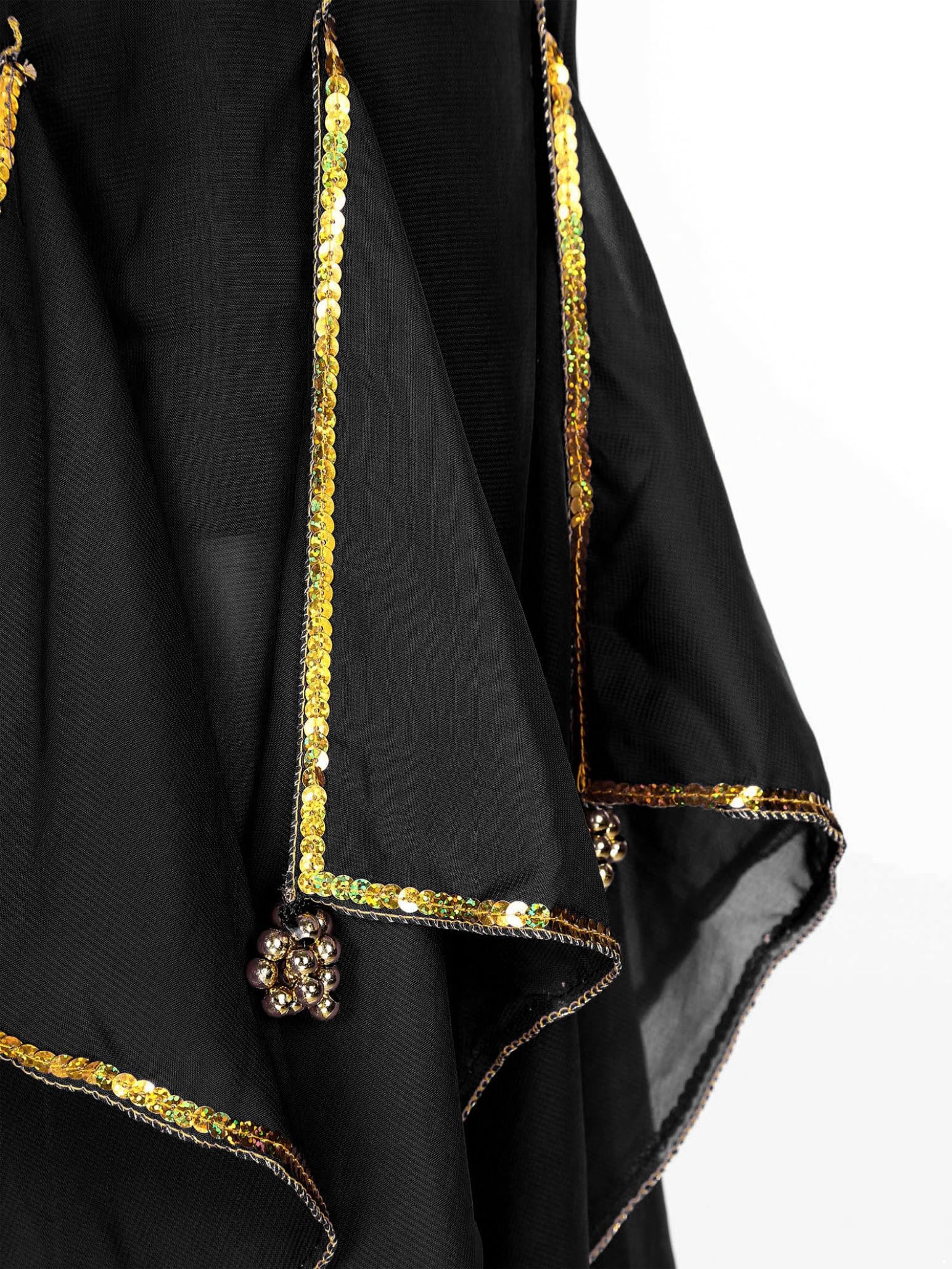 Women's Belly Dance Costume - Ruffle Harem Pants with Gold Trim for Tribal Arabic & Halloween Performances | Perfect for Dance Shows, Cosplay & Themed Parties
