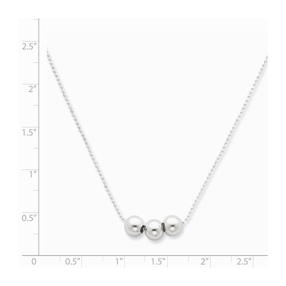 Elegant Sterling Silver Polished 3 Bead Necklace for Women - Perfect for Weddings, Parties & Everyday Wear