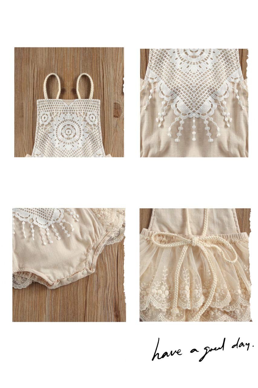 Hnyenmcko Newborn Baby Girl Lace Romper Dress - Ruffle Sleeveless Backless Tassel Jumpsuit for Summer Outfits | Perfect for Photoshoots, Parties & Special Occasions