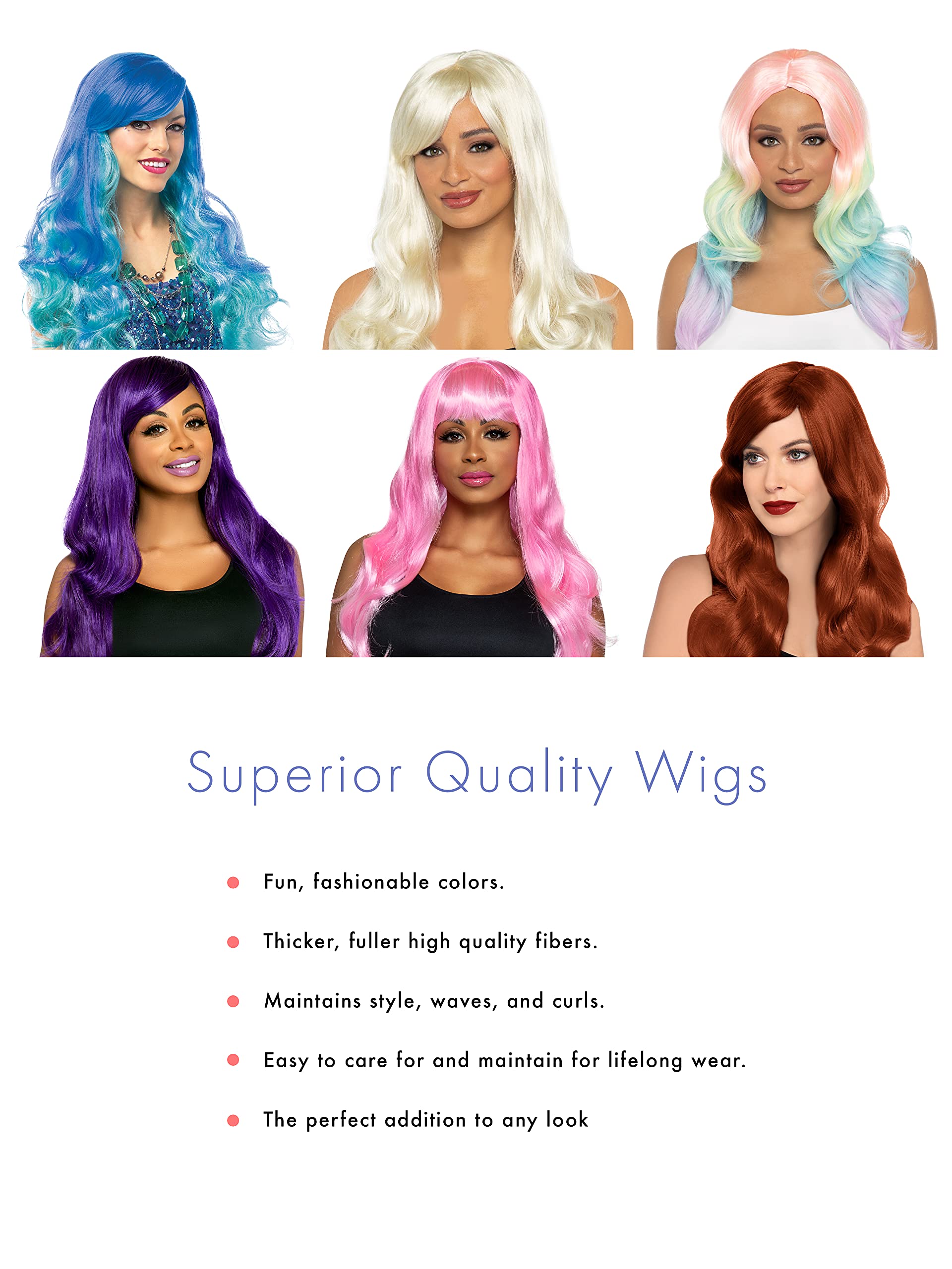 Leg Avenue Misfit Long Wavy Bang Wig - Synthetic Cosplay Wig for Halloween, Costume Parties & Theatrical Performances | Perfect for Cosplay, Role Play & Dress Up