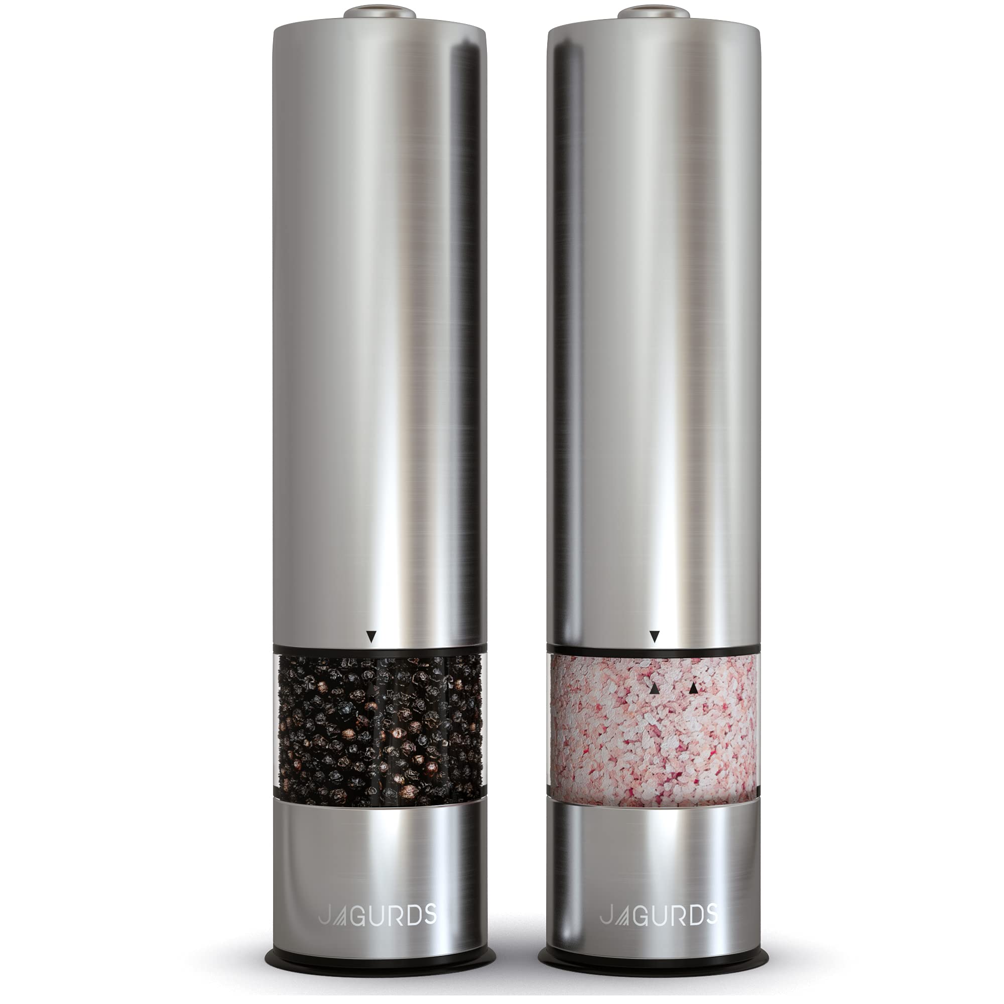 Electric Salt and Pepper Grinder Set - Automatic, Rechargeable, One-Hand Operated Stainless Steel Spice Mill with LED Light - Adjustable Coarseness for Freshly Ground Pepper & Sea Salt - Perfect for Kitchen, Dining Table & Outdoor BBQ