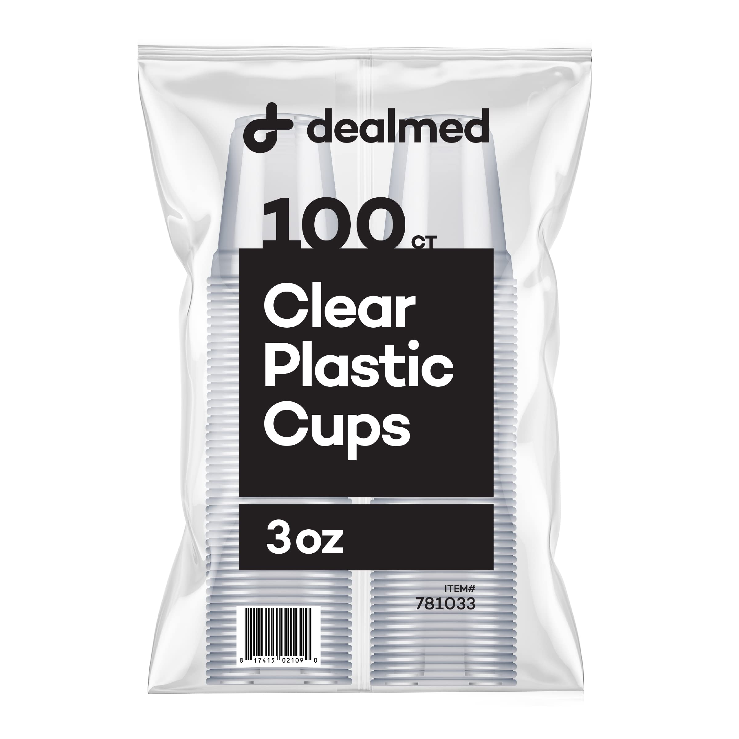 Dealmed 3 oz. Disposable Plastic Cups - 100% Recyclable Medicine Cups for Doctor Offices, Hospitals, Schools & Home Use (Pack of 100) | Perfect for Medication, Liquid Dosage & Small Drink Portions
