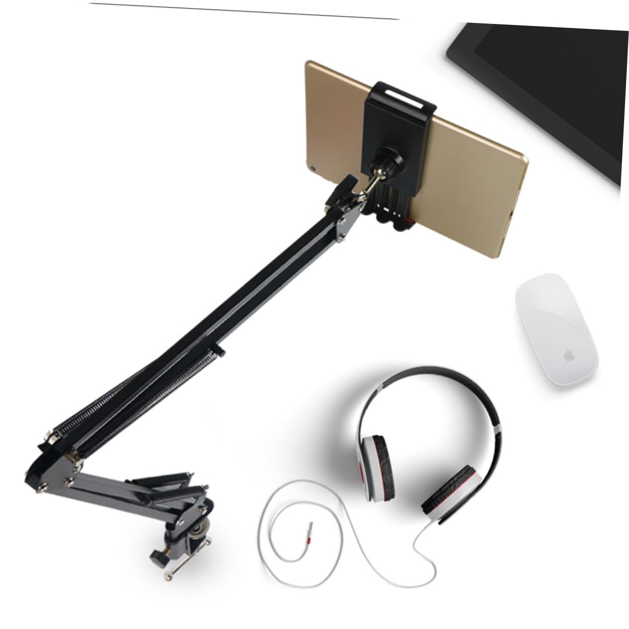 Universal Phone and Tablet Holder - Adjustable Gooseneck Stand with Sturdy Clamp for Desk, Bed, Car - Compatible with iPhone, Samsung, iPad (Ideal for Watching Videos, Gaming, Video Calls)