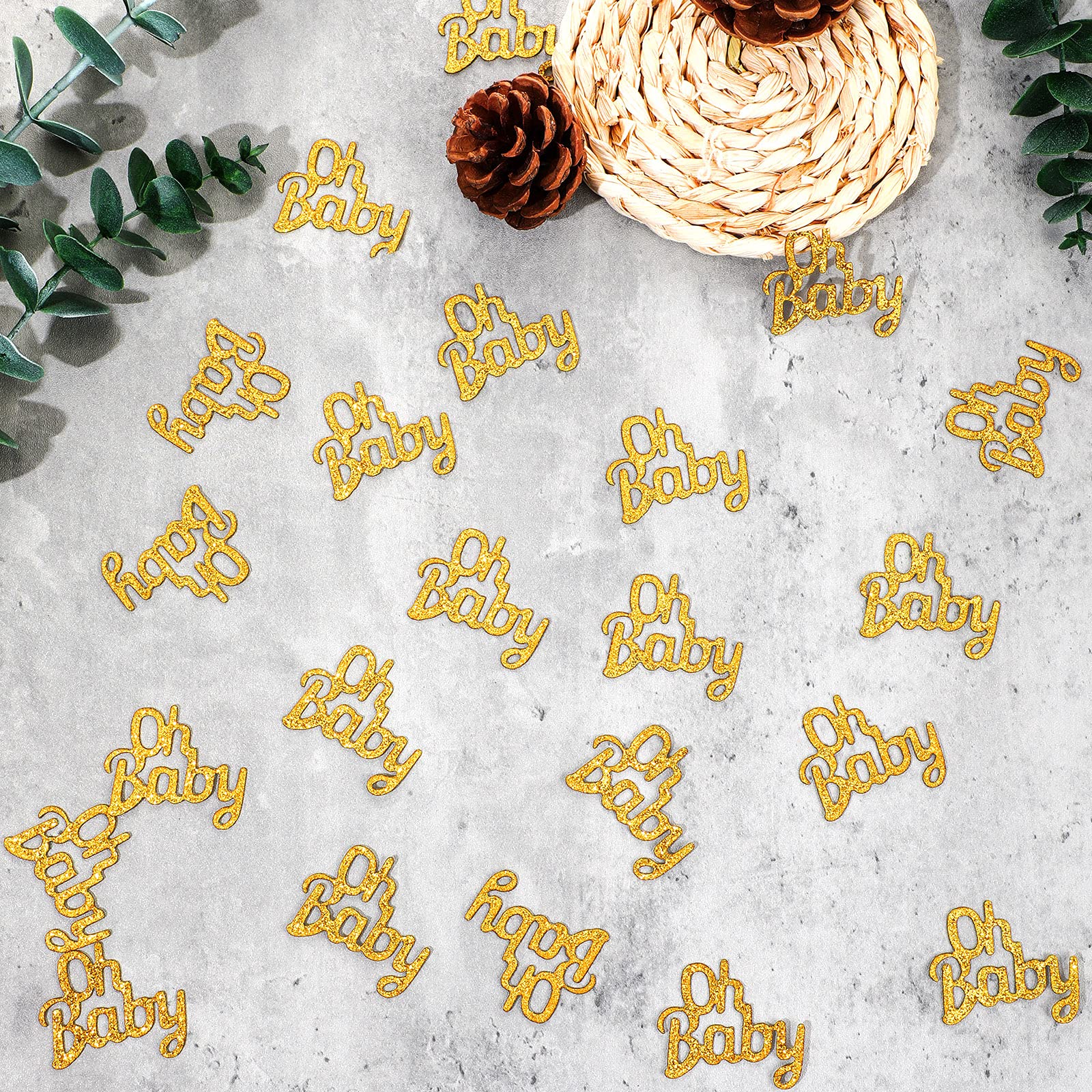 100 Pieces Gold Glitter Baby Confetti - Cute Baby Shower Decorations for Gender Reveal, Birthday Parties & Table Sprinkle - Perfect for Baby Showers, Nursery Decor and Special Celebrations