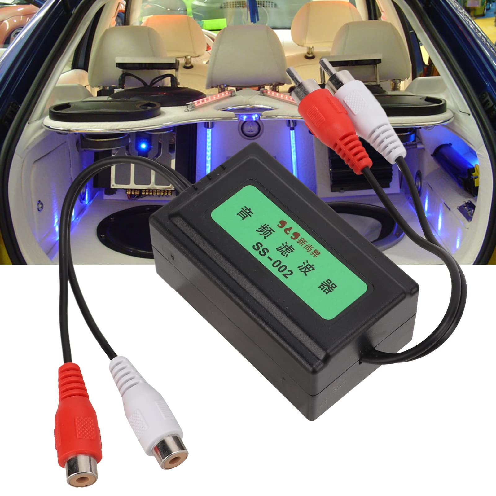 Premium RCA 3.5mm Ground Loop Noise Isolator - 1.5x1.2x2.6 Inch Car Audio Noise Filter Eliminates Hum & Buzz - Perfect for Car Stereo, Home Theater & DJ Equipment