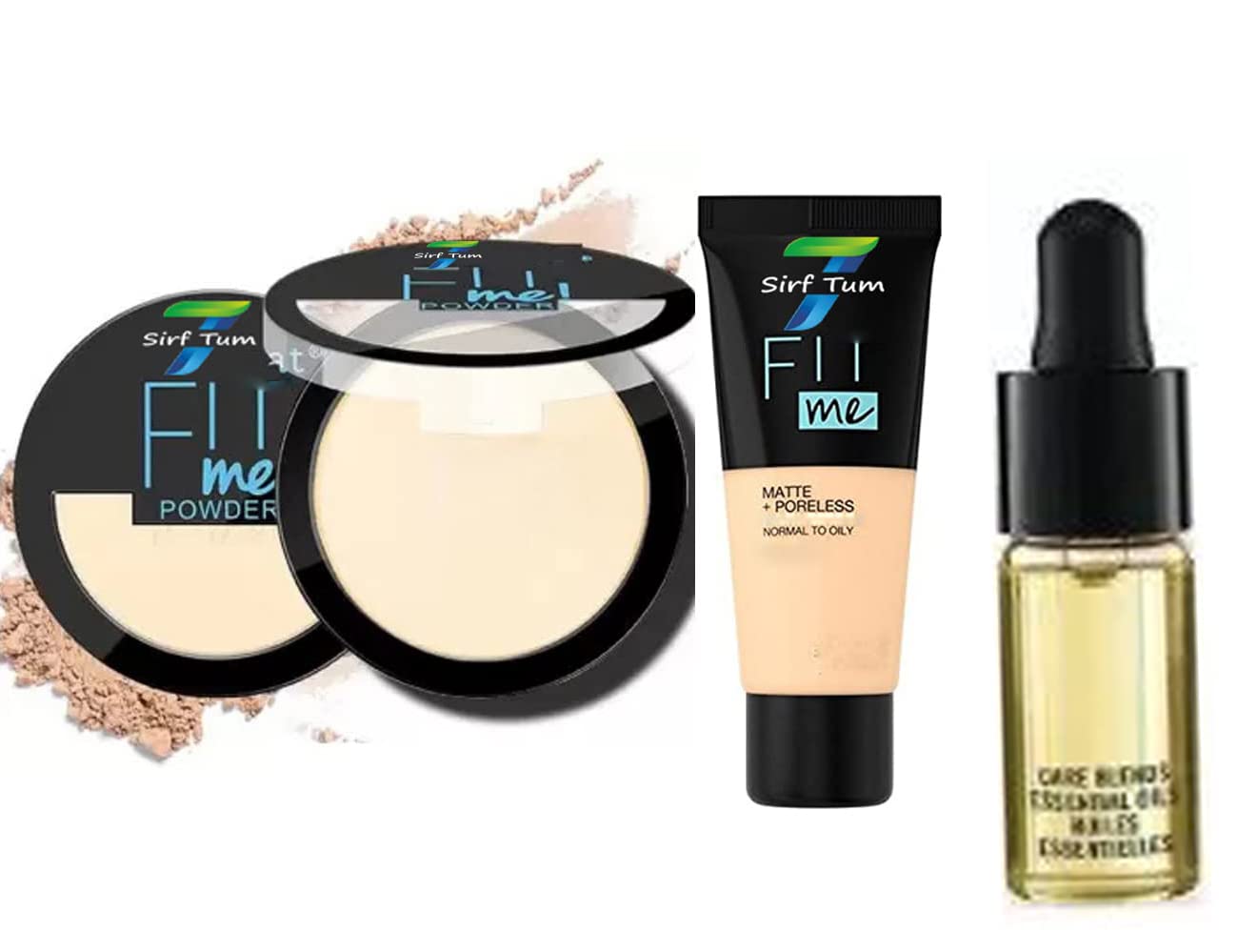 SIRF TUM 7 FIIME POWDER - Oil Control Compact Powder for Pore-less Matte Finish | Absorbs Excess Oil All Day | Liquid Tube Foundation with Natural Ingredients | Prep + Prime Vitamin A, D & E Enriched Face Serum | Perfect for Daily Makeup & Oily Skin Care Routine