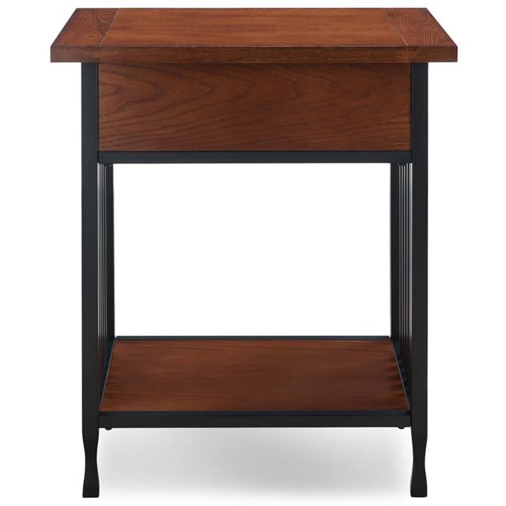 BOWERY HILL Solid Hardwood Nightstand with 1 Drawer - Mission Oak Finish for Bedroom, Living Room, or Office Storage