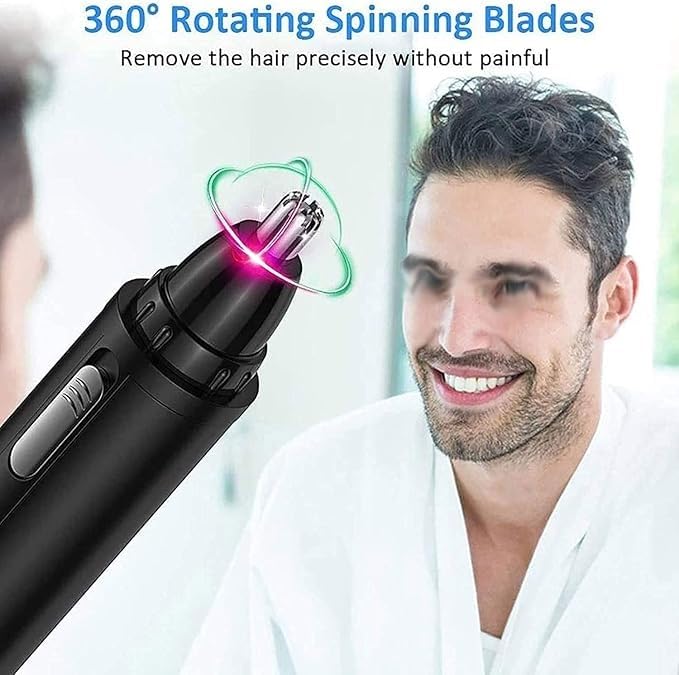 4 in 1 Nose and Ear Hair Trimmer for Men - USB Rechargeable, Waterproof, Dual Edge Blades for Easy Cleaning - Portable Grooming Kit for Travel, Home & Gym Use - Black