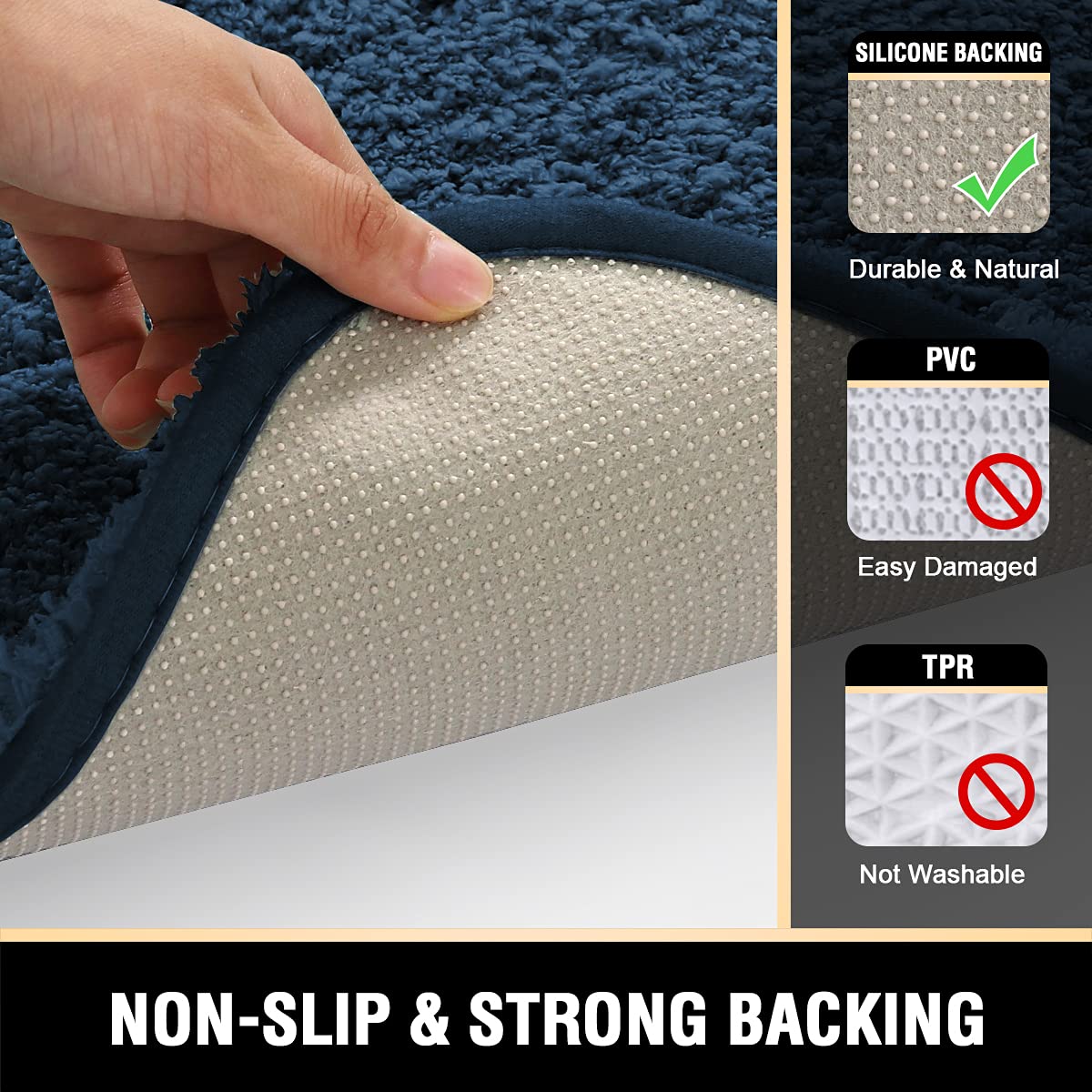 Non-Slip Microfiber Bath Mat - Super Soft Absorbent Shaggy Bathroom Rug 47