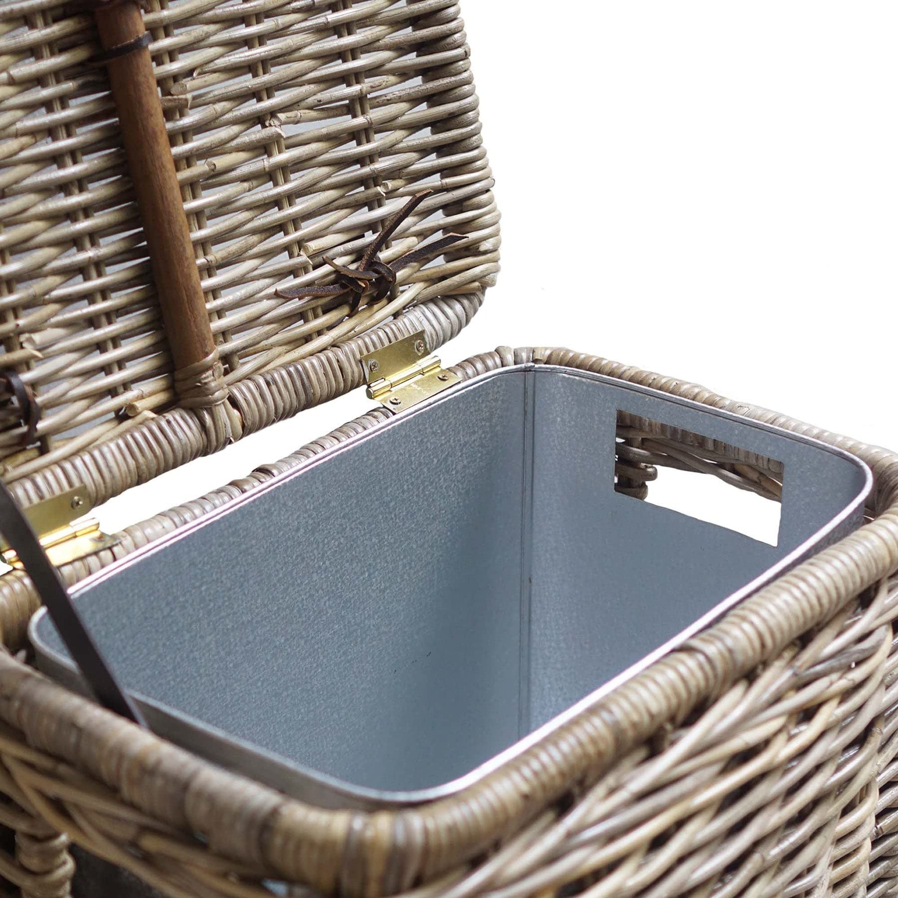 The Basket Lady Wicker Trash Basket with Removable Metal Liner - 16