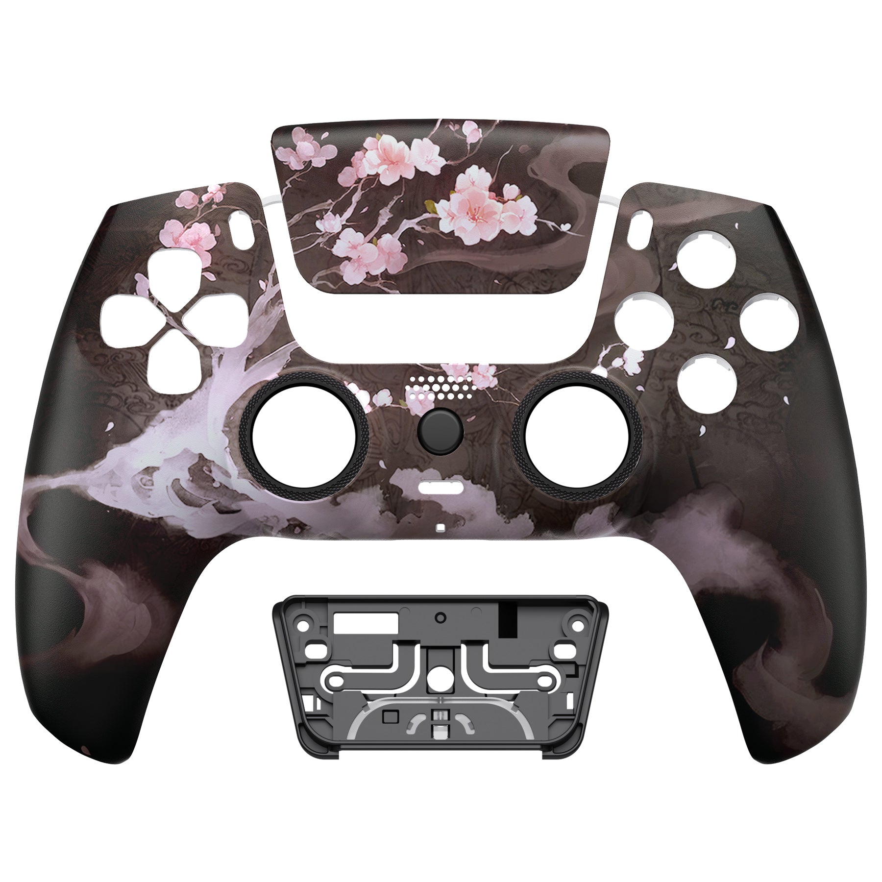 eXtremeRate LUNA Redesigned Front Shell with Touchpad for PS5 Controller BDM 010/020/030/040/050 - Blossom In The Darkness Custom Cover - Gaming Accessories for Enhanced PS5 Experience