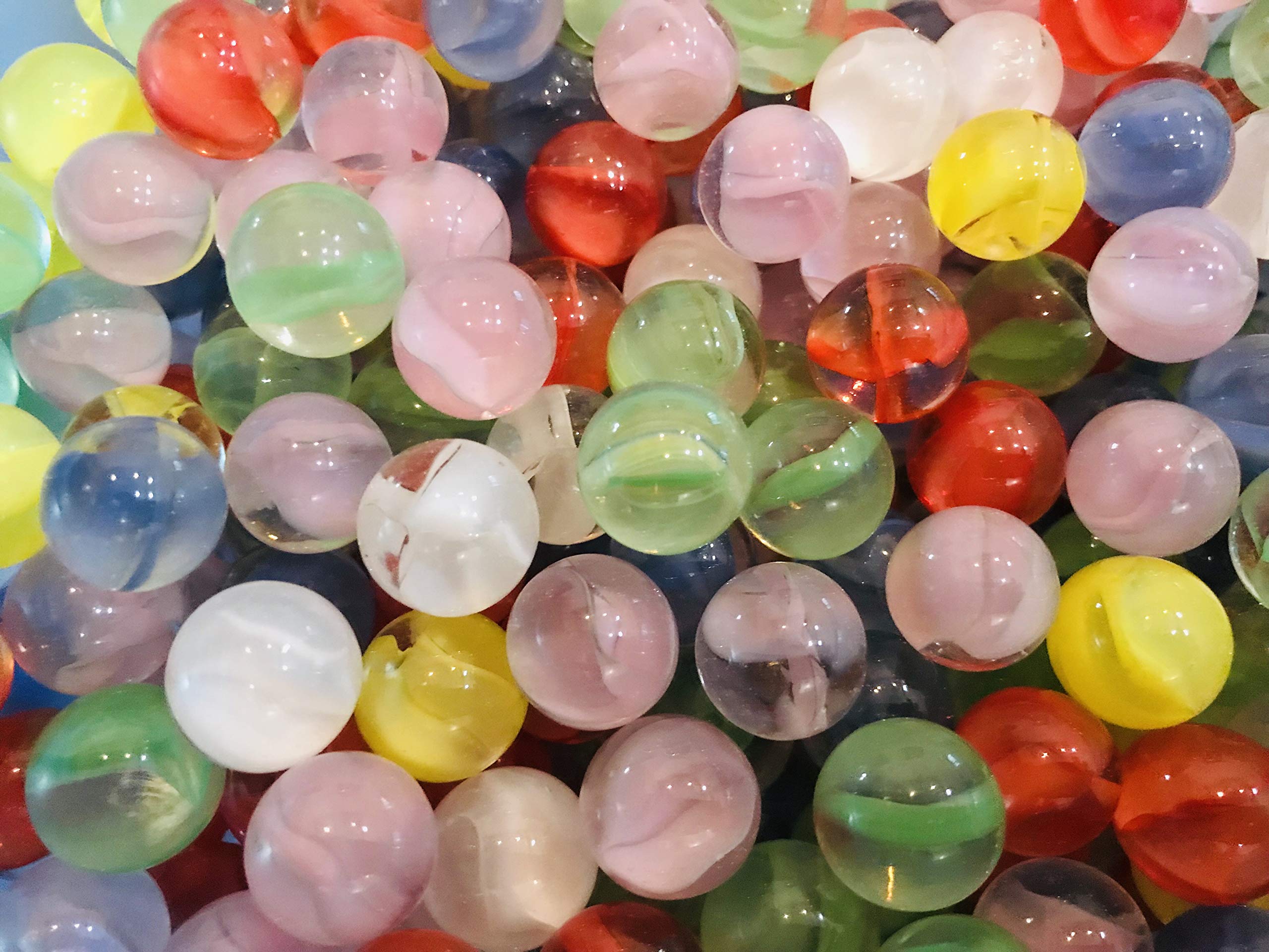 48 Assorted Catseye 5/8 Inch Glass Marbles for Kids Games, DIY Crafts, and Home Decor