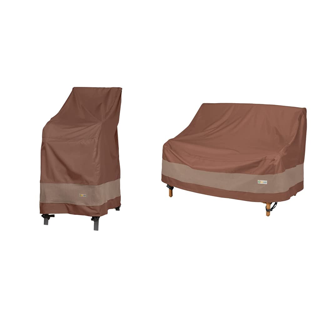 Duck Covers Ultimate Waterproof 26 Inch Stackable Patio Chair Cover & 52 Inch Loveseat Cover - Heavy Duty Outdoor Furniture Protection for All Weather - Perfect for Deck, Garden, and Poolside Use