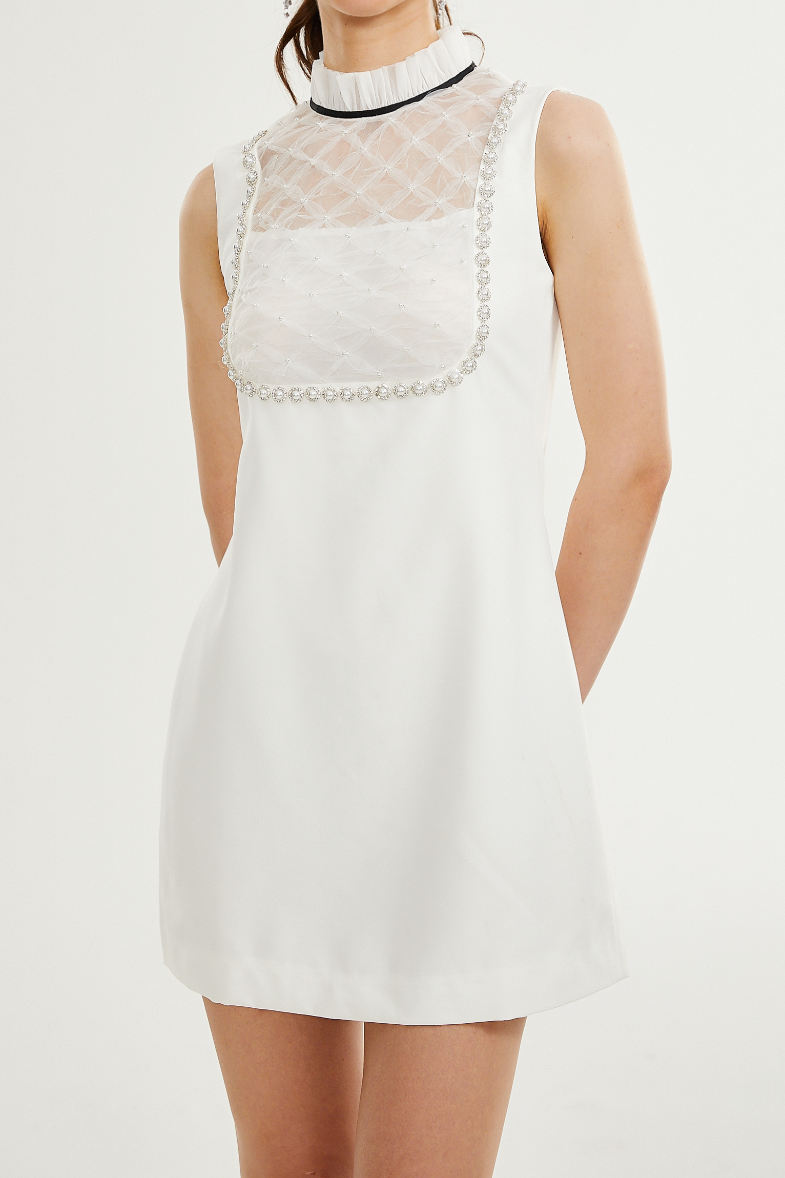Adrielle White Faux Pearl Mini Dress - Elegant Party & Wedding Guest Dress for Women | Perfect for Cocktail Events, Date Nights & Special Occasions