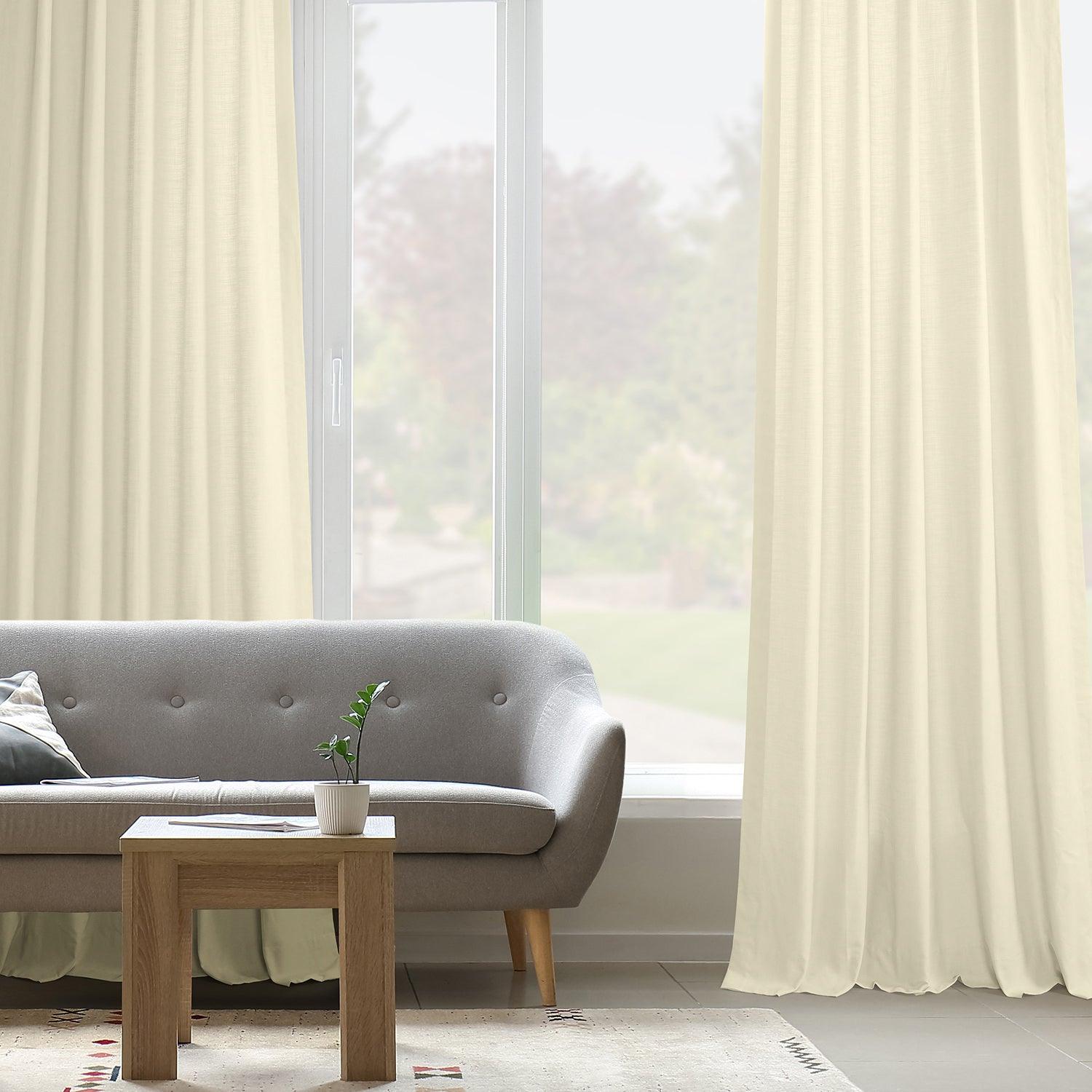 Custom Beige Dune Textured Cotton Curtains - Soft Light Filtering Window Drapes for Living Room & Bedroom (Set of 2 Panels) | Boho Chic Home Decor
