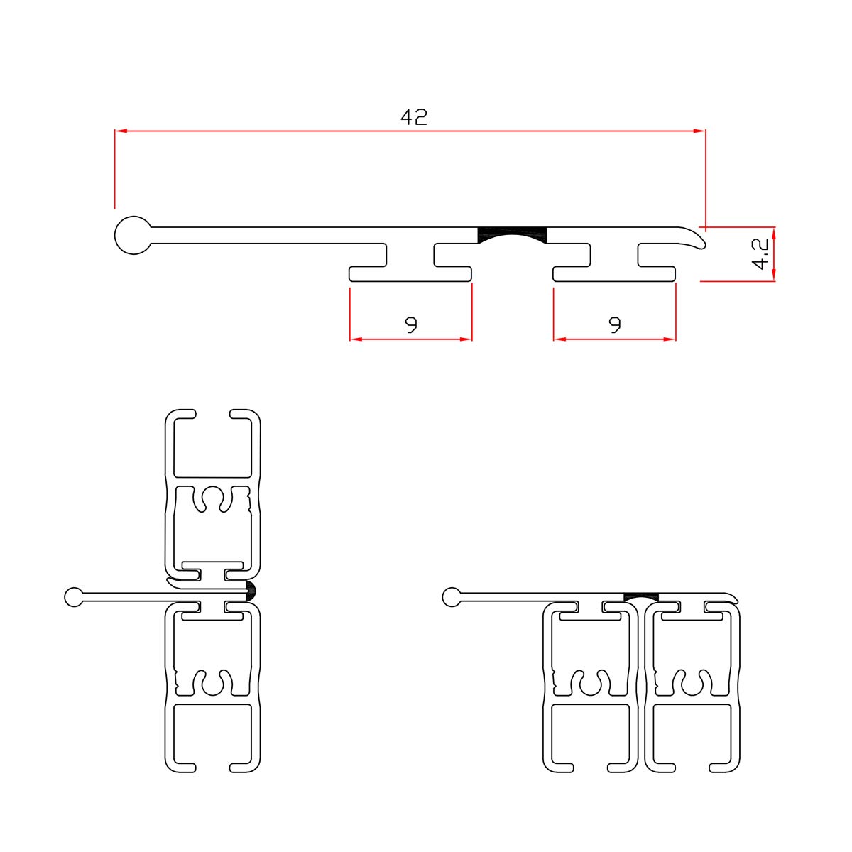 200cm EC-739 Shower Door Handle with Accordion Door - Gray for Bathroom Upgrade