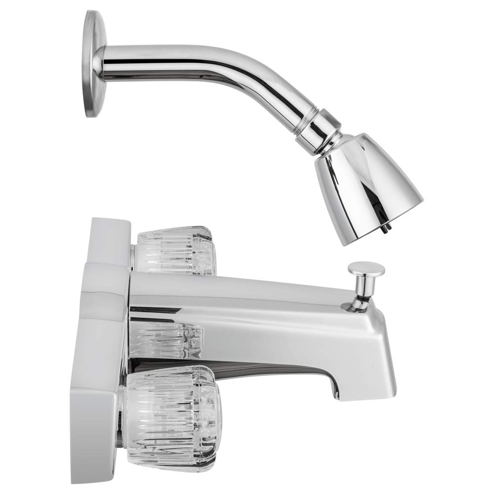 Durable Chrome Polished Tub & Shower Diverter with Shower Head - Water Saving Bathroom Faucet for Home & Hotel Use