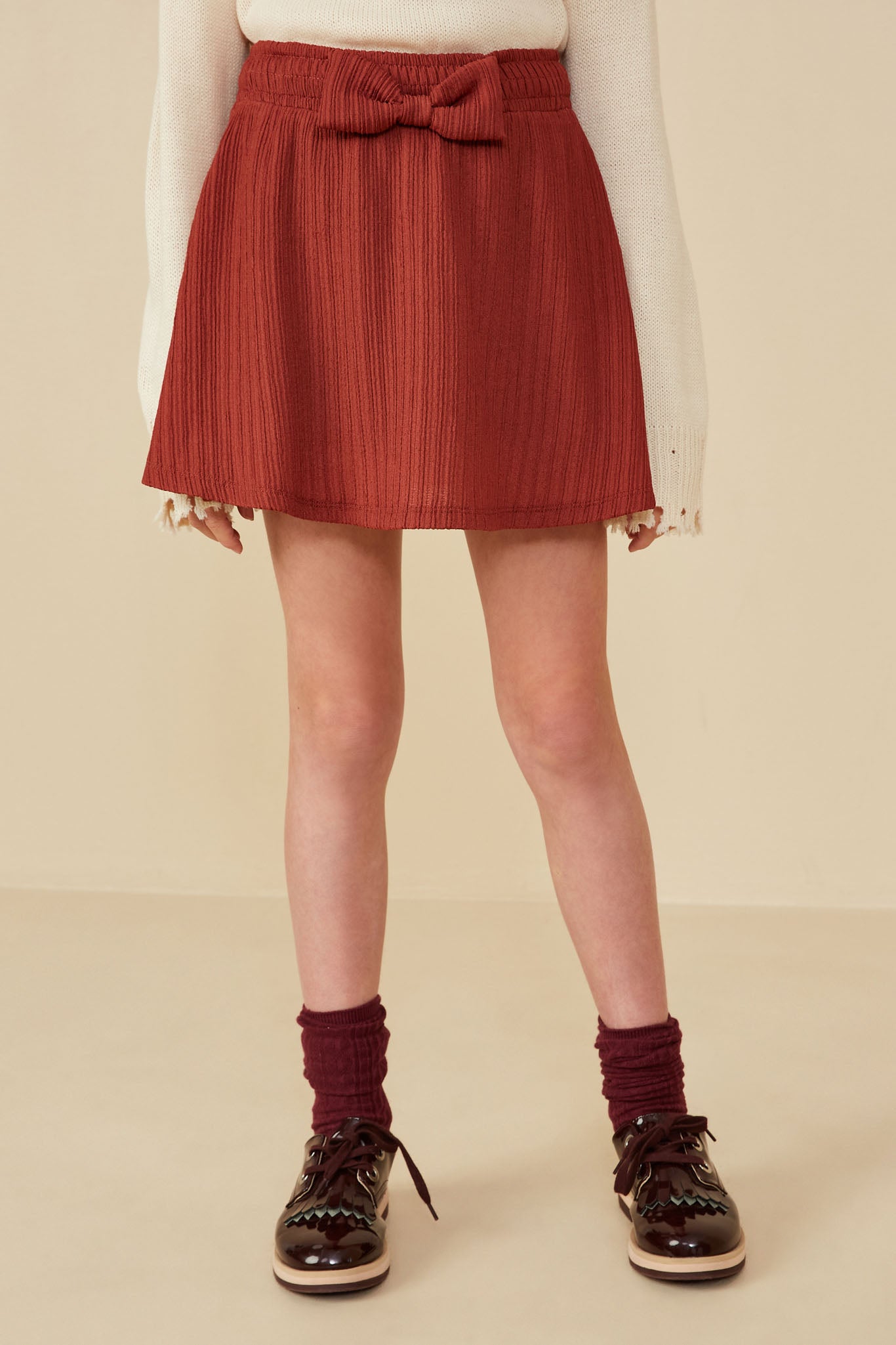 Bow Detail Ribbed Knit Elastic Waist Skirt - Women's Stretchy Midi Skirt for Casual Outfits & Office Wear | Perfect for Spring, Summer & Fall Seasons