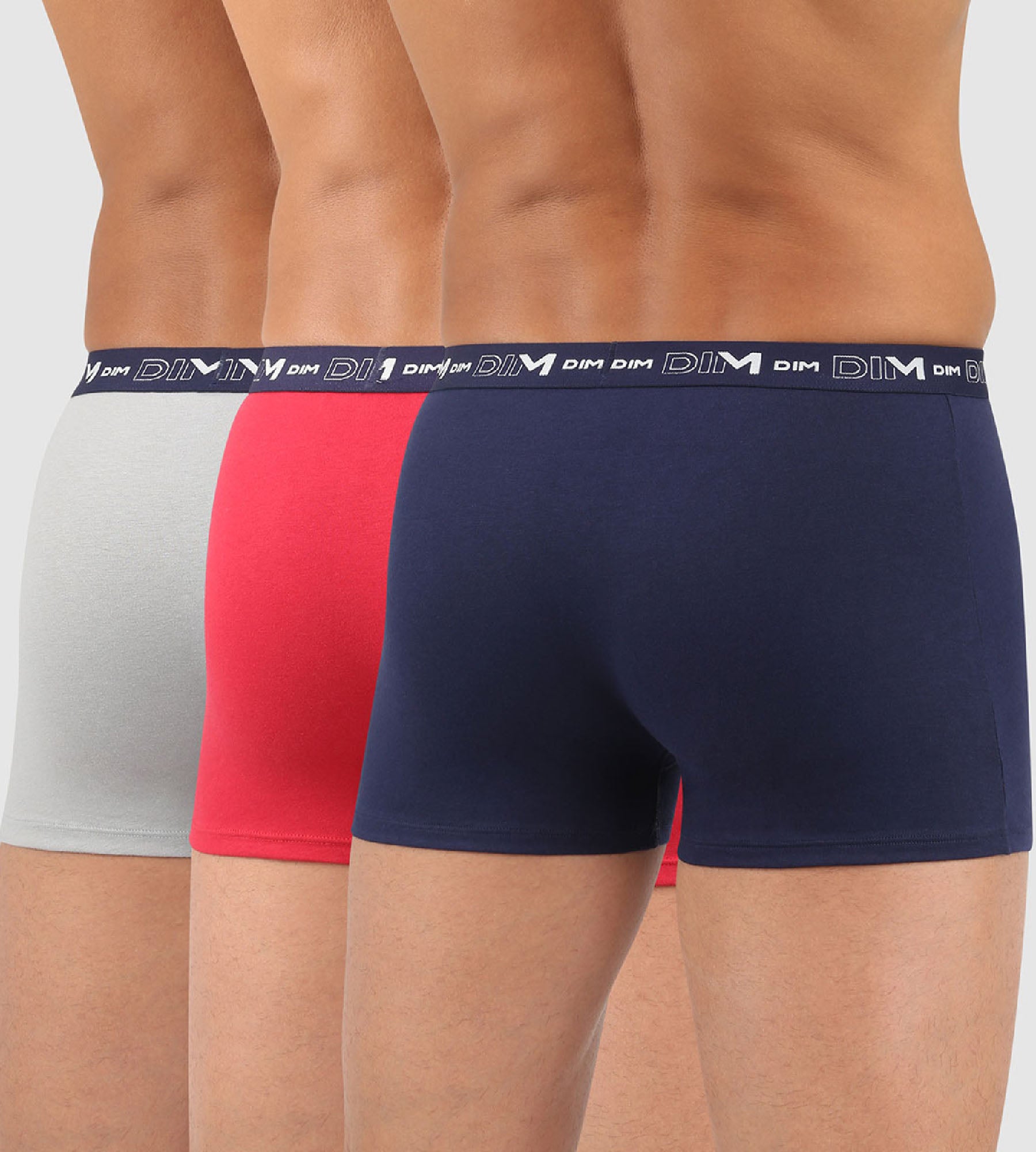 3 Pack Men's Denim Blue & Topaz Red Stretch Cotton Boxer Briefs - Soft, Breathable Underwear for Everyday Comfort & Active Lifestyles
