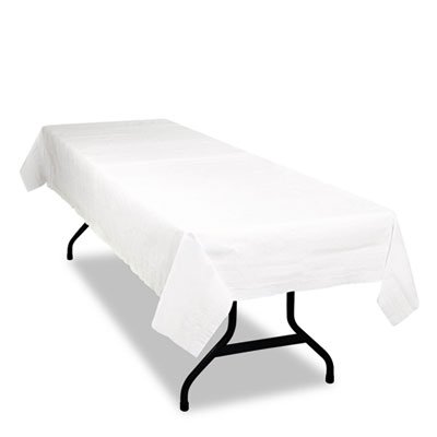 White Poly Tissue Table Cover 54 x 108 - 6 Pack for Parties, Weddings & Events
