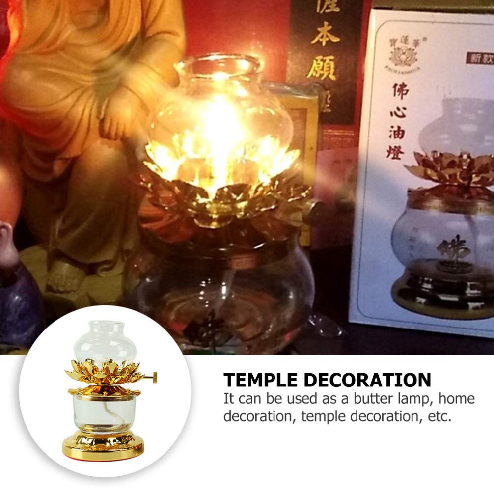 KESYOO Buddha Lamp - Windproof Butter Lamp with Lotus Design, Ghee Candle Holder for Meditation, Yoga & Home Decor - Perfect for Buddhist Altars, Room & Desktop Decoration