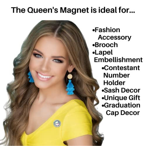 AB Queen Magnet Pageant Contestant Number Sash - Elegant Fashion Accessory Brooch for Pageantry, Beauty Queens & Competition - Perfect for Pageant Events, Crown Decorations & Queen Gifts