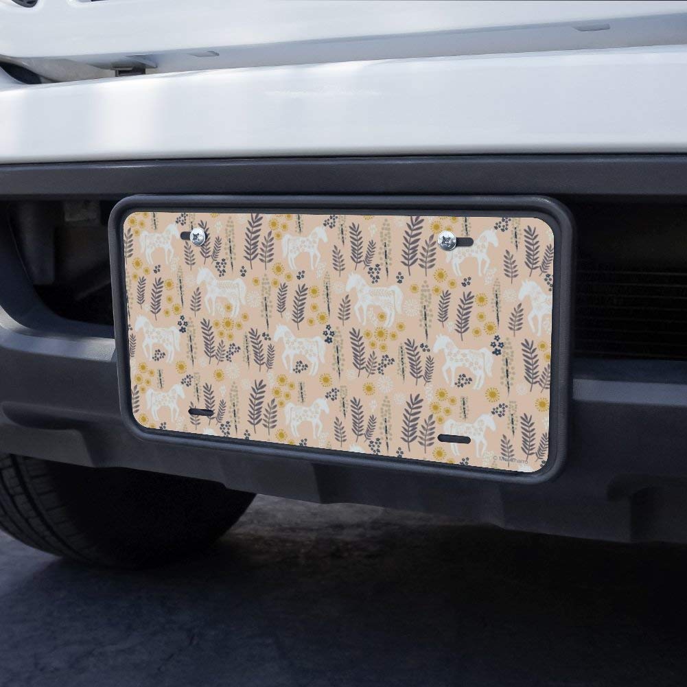 Custom Mimi Horse & Flowers Metal Vanity License Plate - Unique Car Decoration & Home Wall Art for Bedroom, Office, Dorm