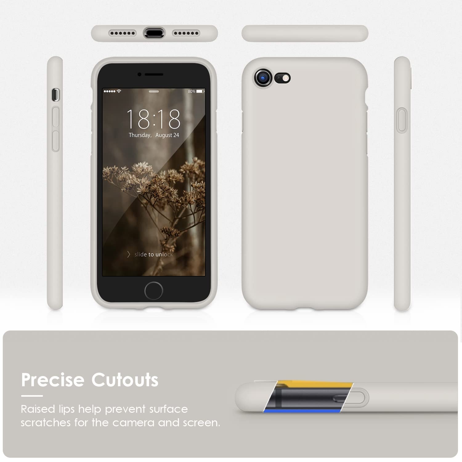 VIKESI Liquid Silicone Phone Case for iPhone SE 2022/2020, iPhone 8 & iPhone 7 (4.7 Inch) - Ultra Soft Protective Cover with Premium Grip for Women, Men & Teens - Rock Grey | Perfect for Daily Use, Work & Outdoor Activities