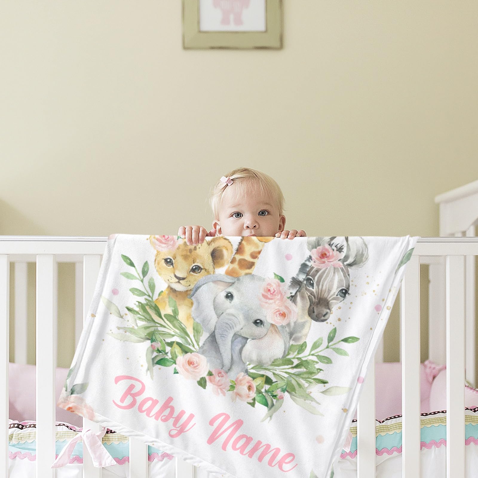 Custom Personalized Baby Blanket with Name - 60x80 Inch Soft Pink Receiving Blanket for Newborn Girls | Perfect Baby Shower Gift & Nursery Decor | Ideal for Swaddling, Cuddling & Photo Props
