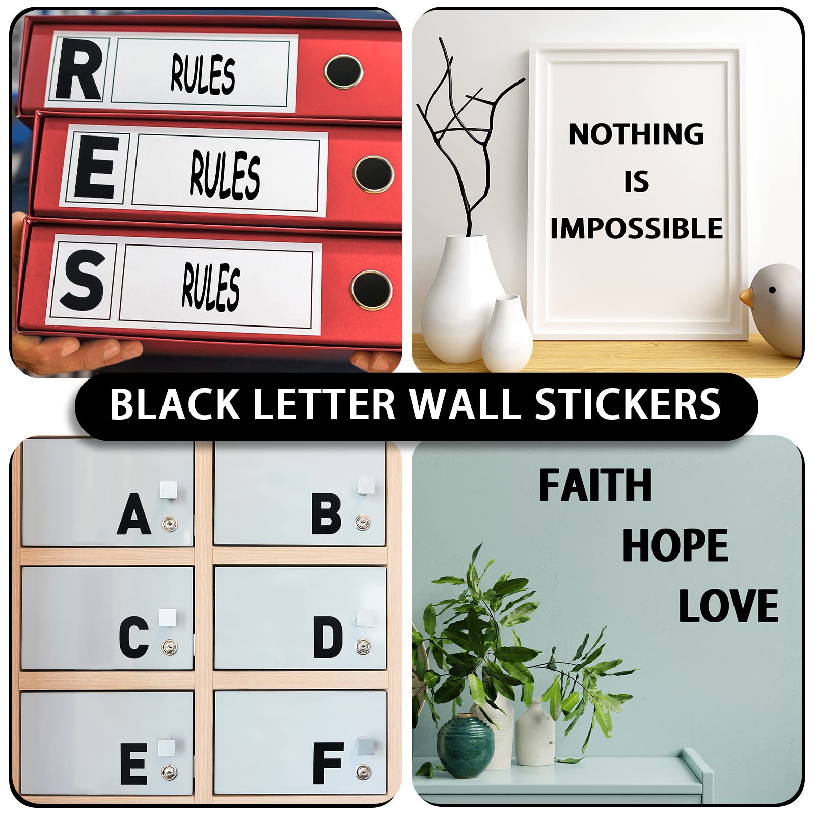 Chinco 232-Piece Large Alphabet Letter Stickers - 2.5 Inch Self-Adhesive Bulletin Board Letters for Classroom, Window & Door Decor (24 Sheets, Black) - Perfect for Teachers, Students & DIY Home Decoration Projects