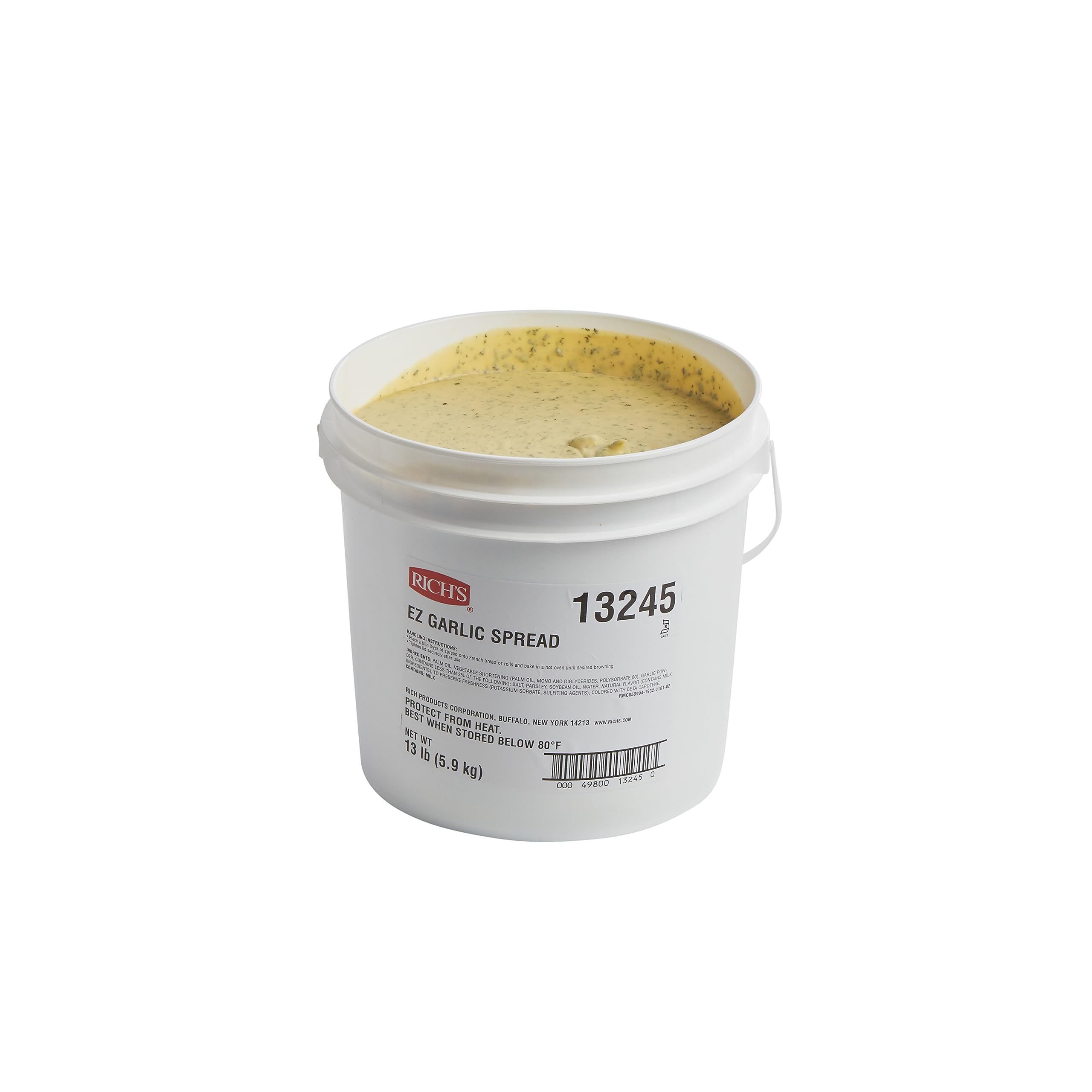 Rich's EZ Garlic Spread for Breads & Rolls - 13lb Pail | Bulk Garlic Butter Spread for Restaurants, Bakeries & Catering | Perfect for Garlic Bread, Dinner Rolls & Pizza Crusts