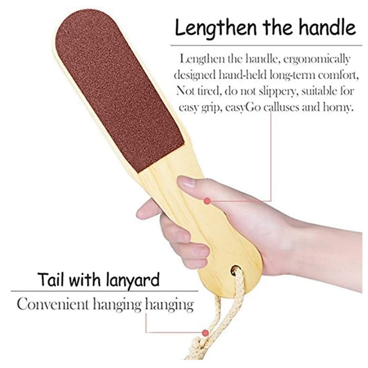 Double Sided Wooden Foot Scrubber - Callus & Dead Skin Remover for Pedicure - Perfect for Home Spa, Bath & Shower Exfoliation