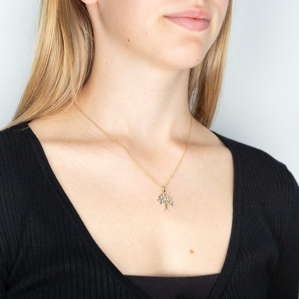 9ct Yellow Gold & White Gold Tree of Life Pendant Necklace - Spiritual Jewelry for Women, Meaningful Gift for Birthday, Anniversary & Special Occasions