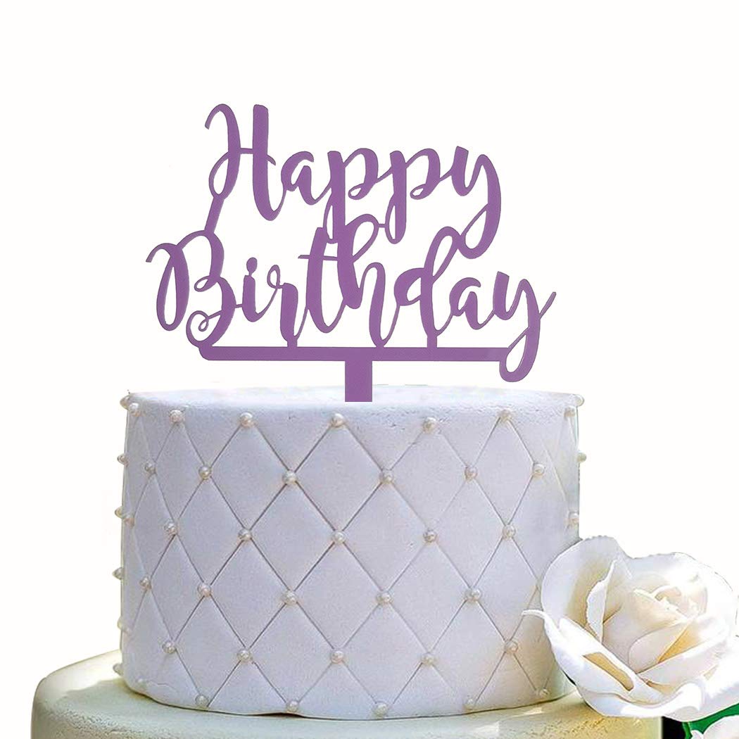 Happy Birthday Cake Topper - Purple Acrylic Party Decoration for Birthday Cakes, Cupcakes & Desserts | Perfect for Birthday Parties, Baby Showers & Special Celebrations