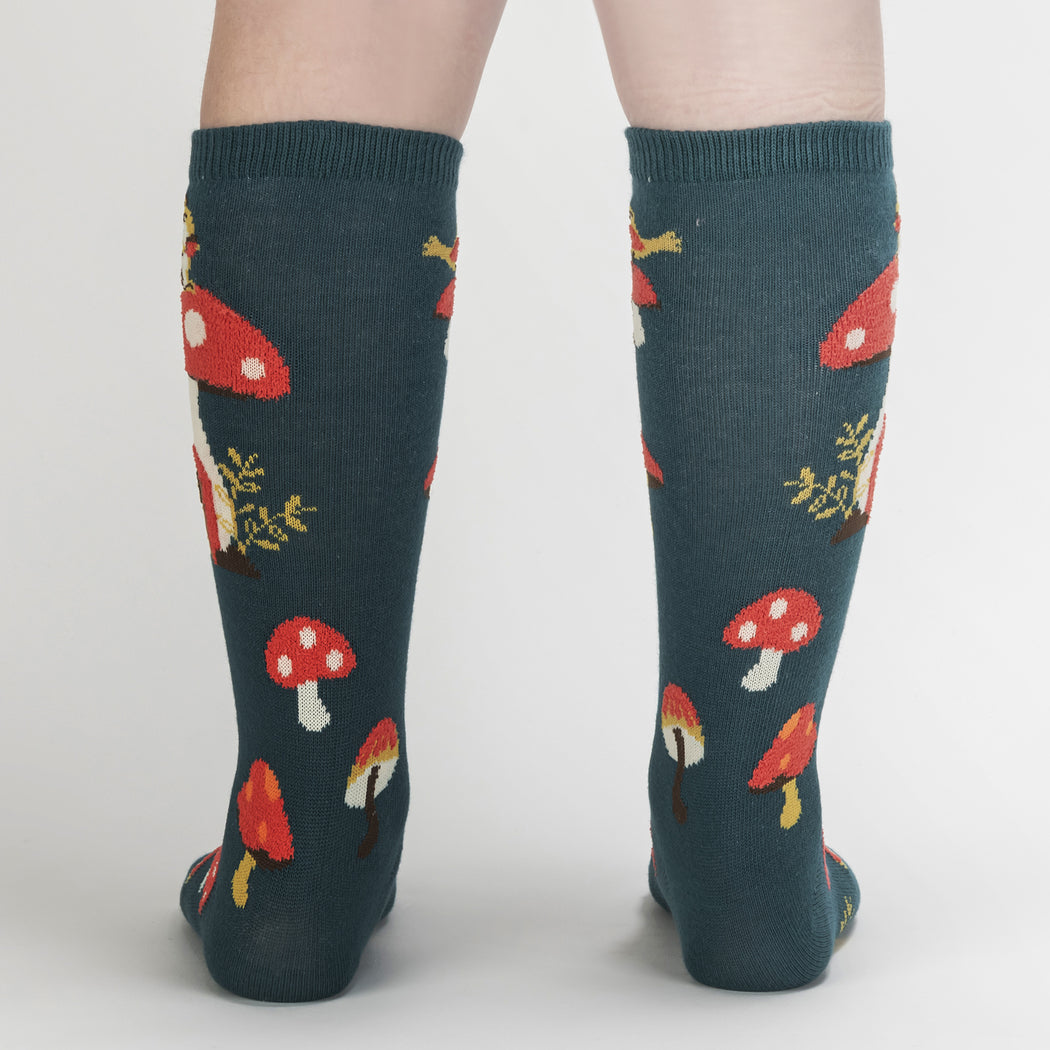 Funky Mushroom & Skateboard Knee High Socks for Teens - Cute Novelty Socks for School, Gifts & Skater Fashion