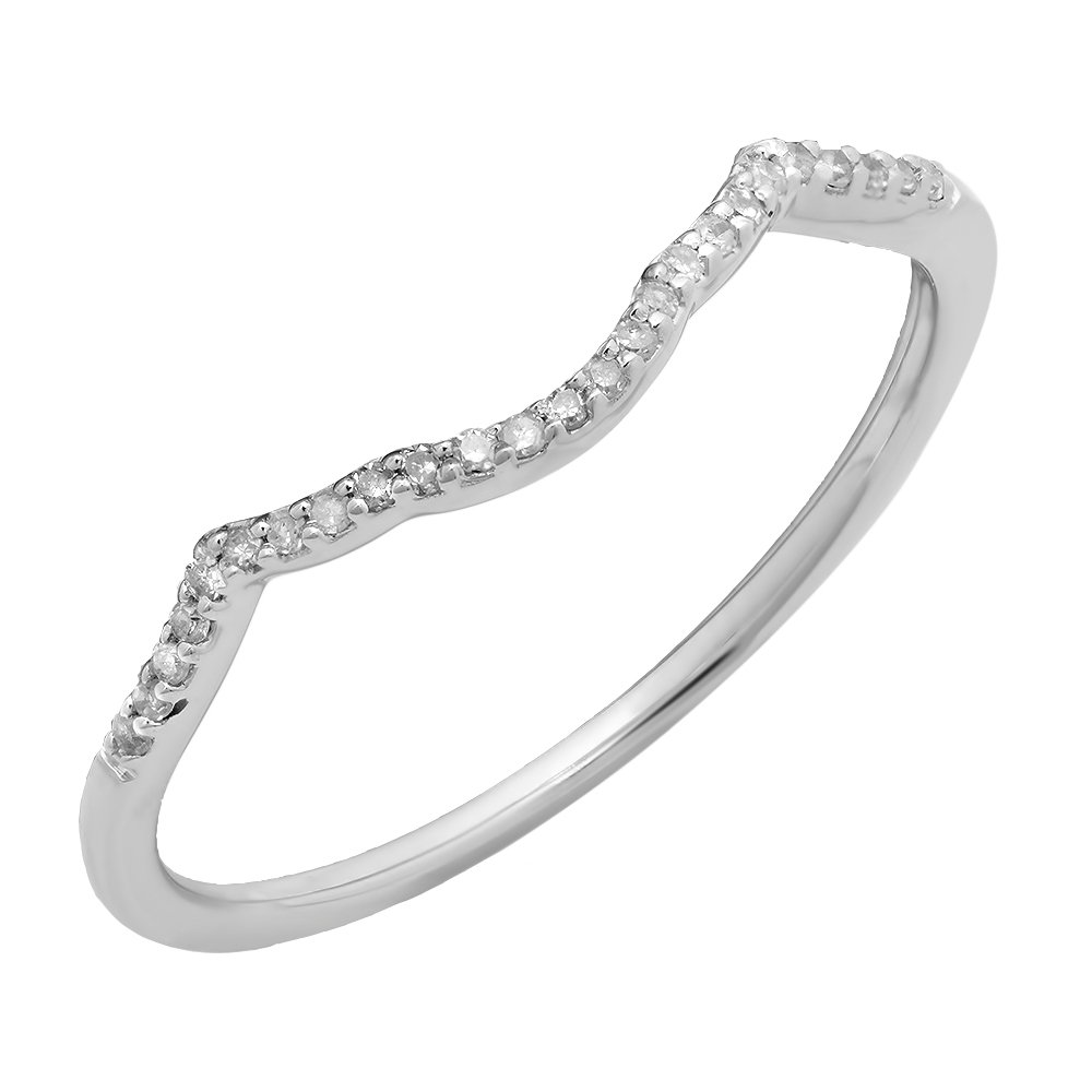 0.08 Cttw 10K Solid Gold Round White Diamond Women's Wedding Band - Stackable Contour Guard Ring for Bridal Sets & Anniversary Gifts | Dazzlingrock Collection