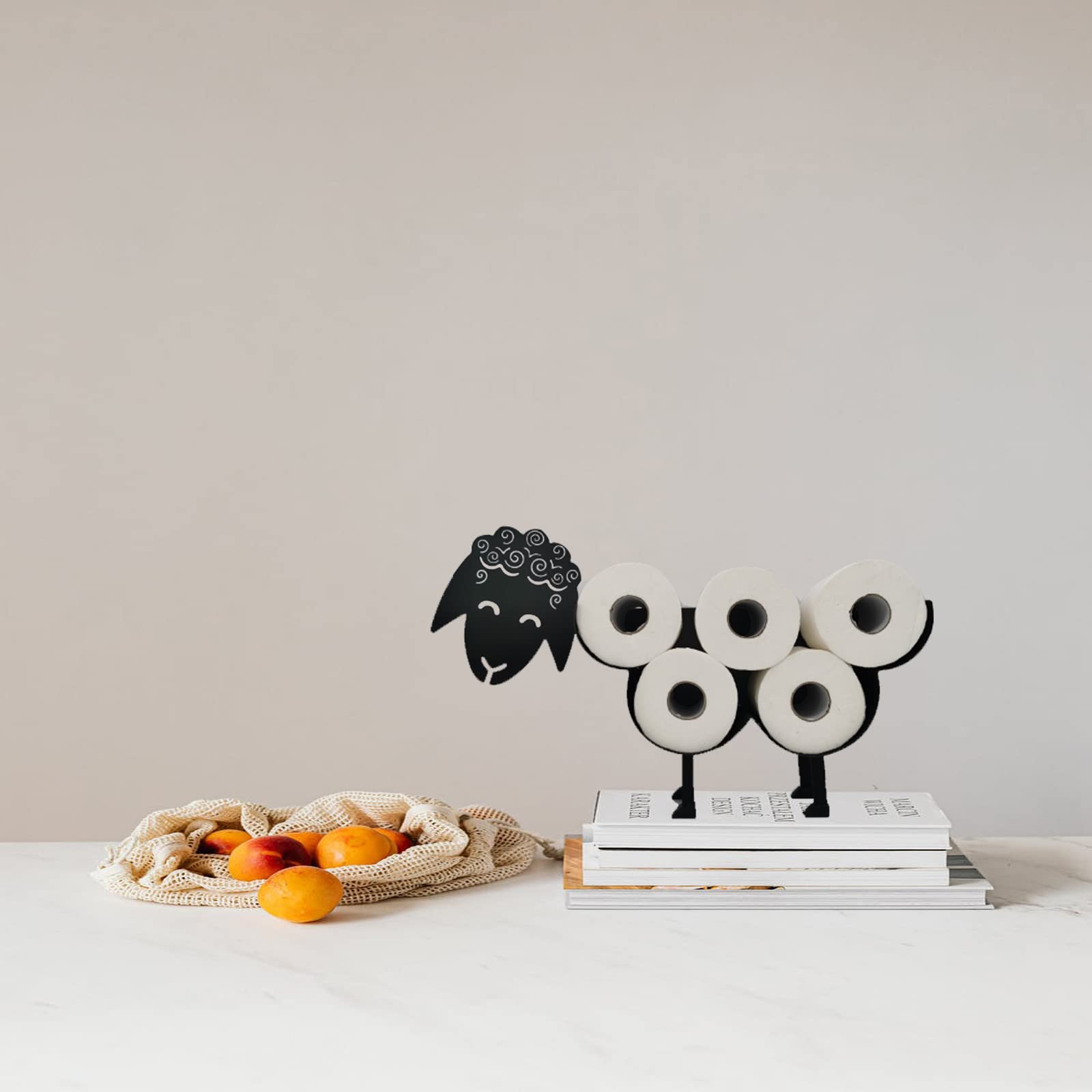 Metal Sheep Toilet Paper Holder - Wall Mount or Stand Roll Paper Towel Rack for 5-7 Rolls, Animal-Themed Bathroom Tissue Storage with Backplate - Perfect for Farmhouse, Rustic, or Kids' Bathroom Decor in Home, Kitchen & Toilet