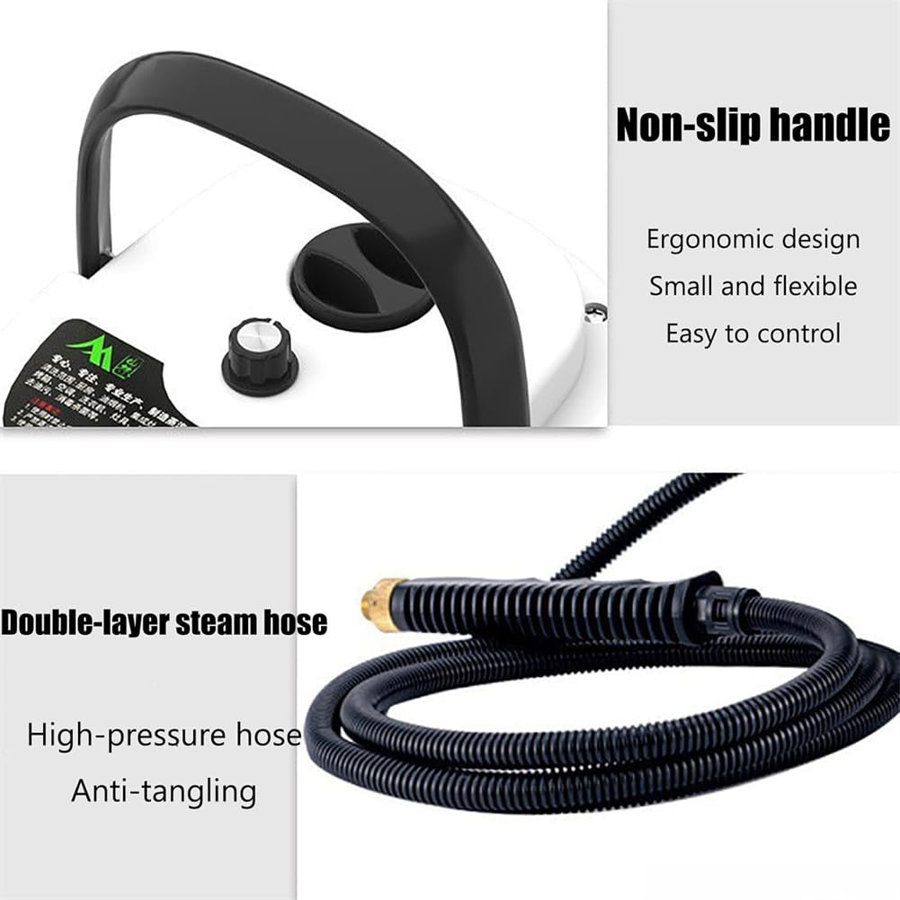 2500W High-Power Handheld Steam Cleaner with Strong Suction - Wireless Portable Steam Cleaner for Car Detailing, Home Furniture, Floors & More - Includes 1 Nozzle & 3 Brush Heads (Red) - Perfect for Deep Cleaning Cars, Upholstery, Kitchen Appliances & Hard-to-Reach Areas