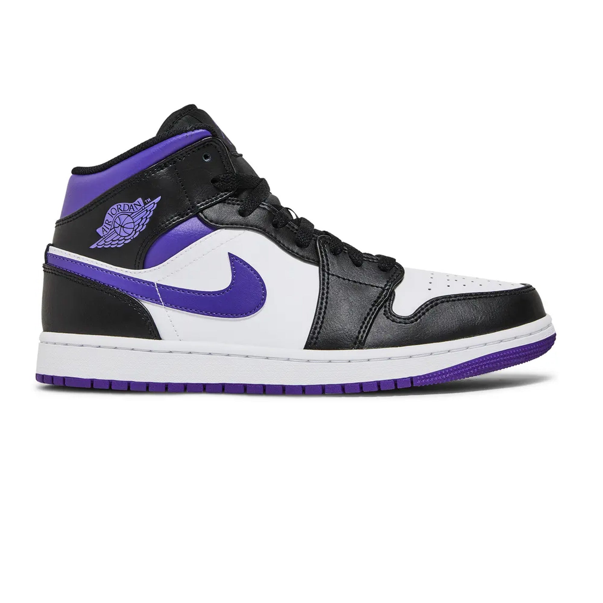 Air Jordan 1 Mid 'White Black Purple' Basketball Shoes (2022) - Men's Retro Sneakers for Casual Wear, Street Style & Basketball Games